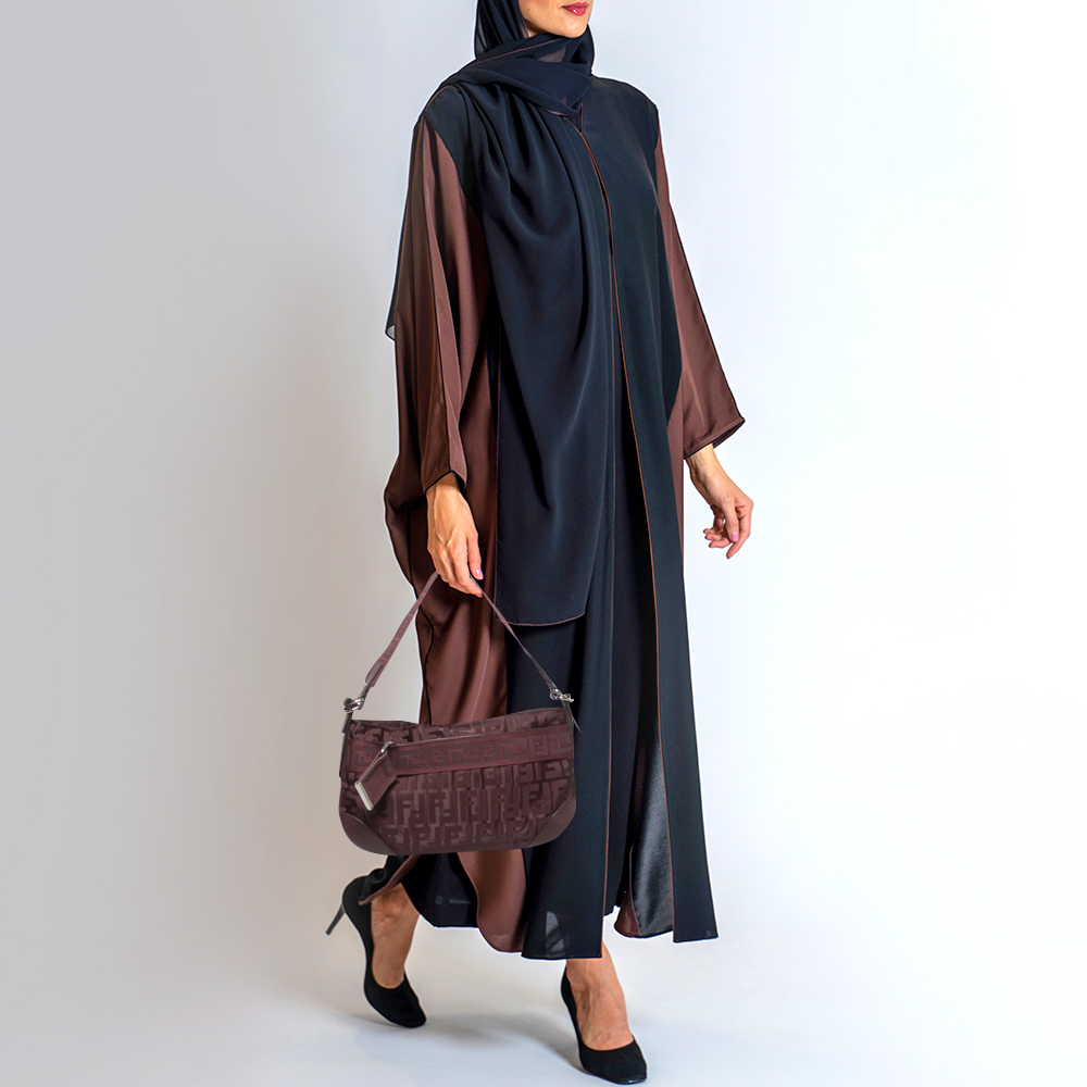 

Fendi Burgundy Zucca Fabric and Leather Pochette Bag