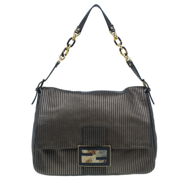 Pre Owned Fendi Black Leather Forever Mama Shoulder Bag