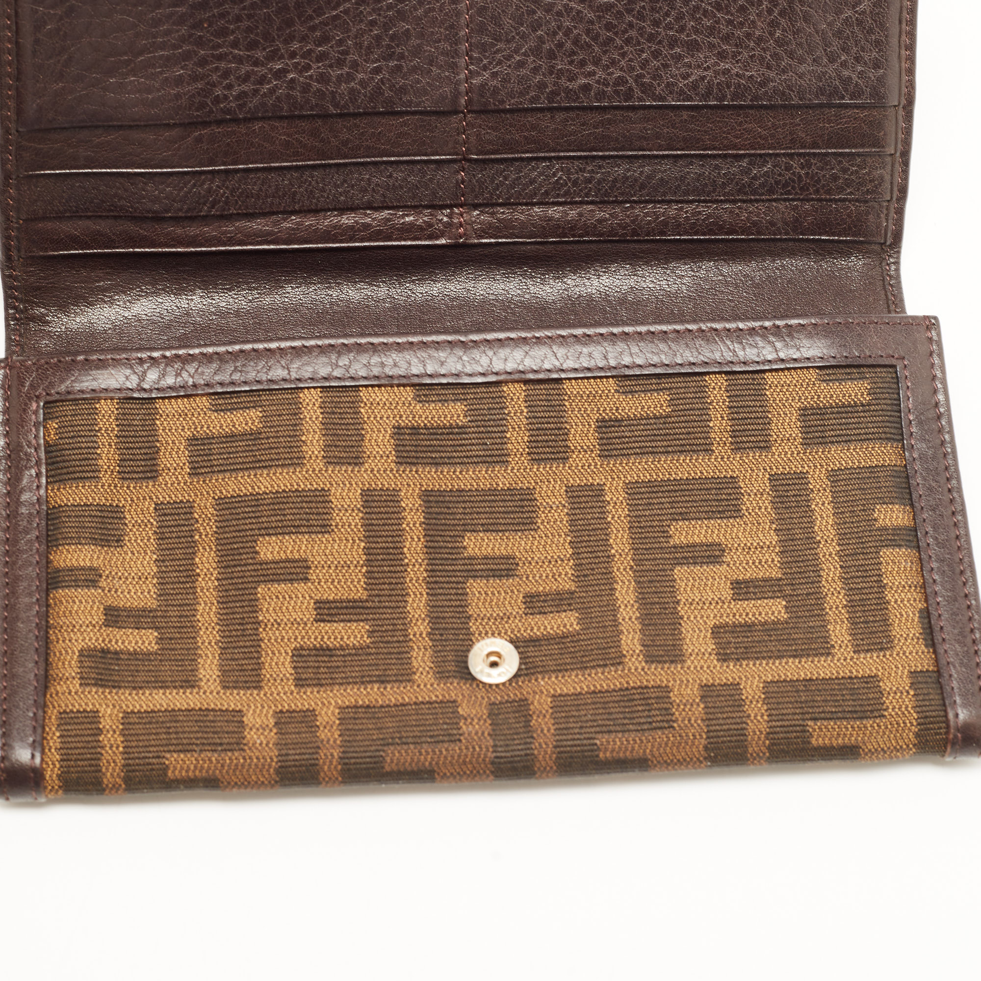 

Fendi Tobacco Zucca Canvas and Leather FF Flap Continental Wallet, Brown