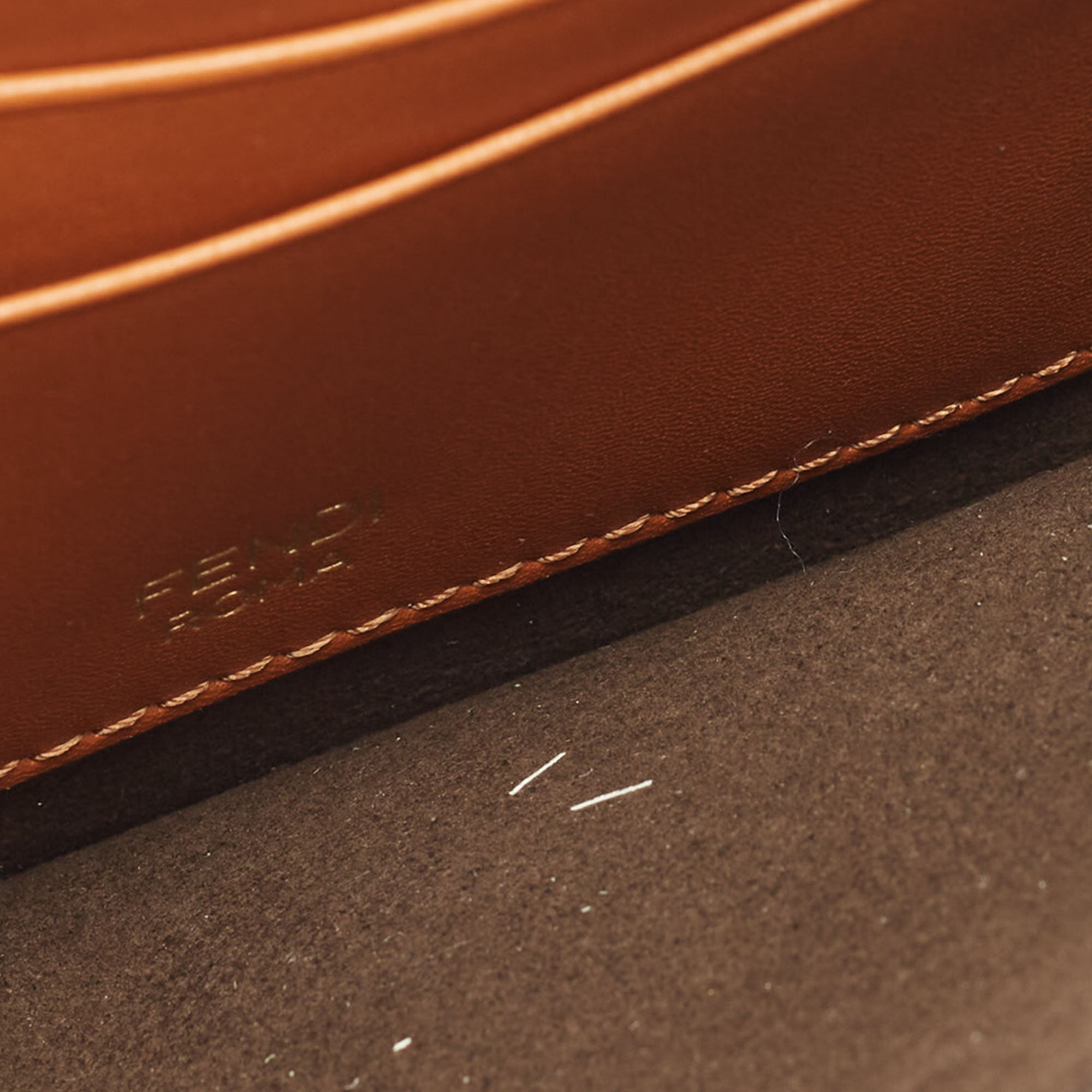 

Fendi Brown Leather FF Flat Baguette Clutch