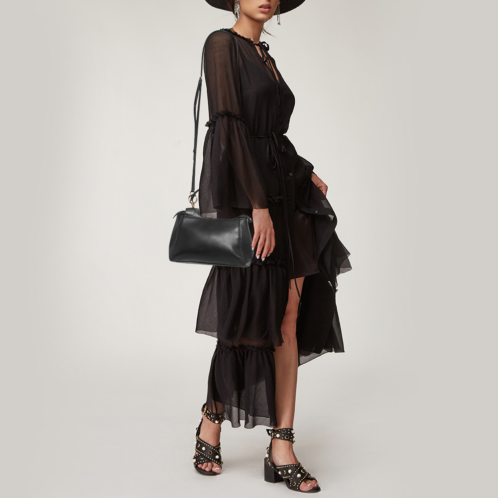 

Fendi Black Leather Mini Peekaboo Top Handle Bag