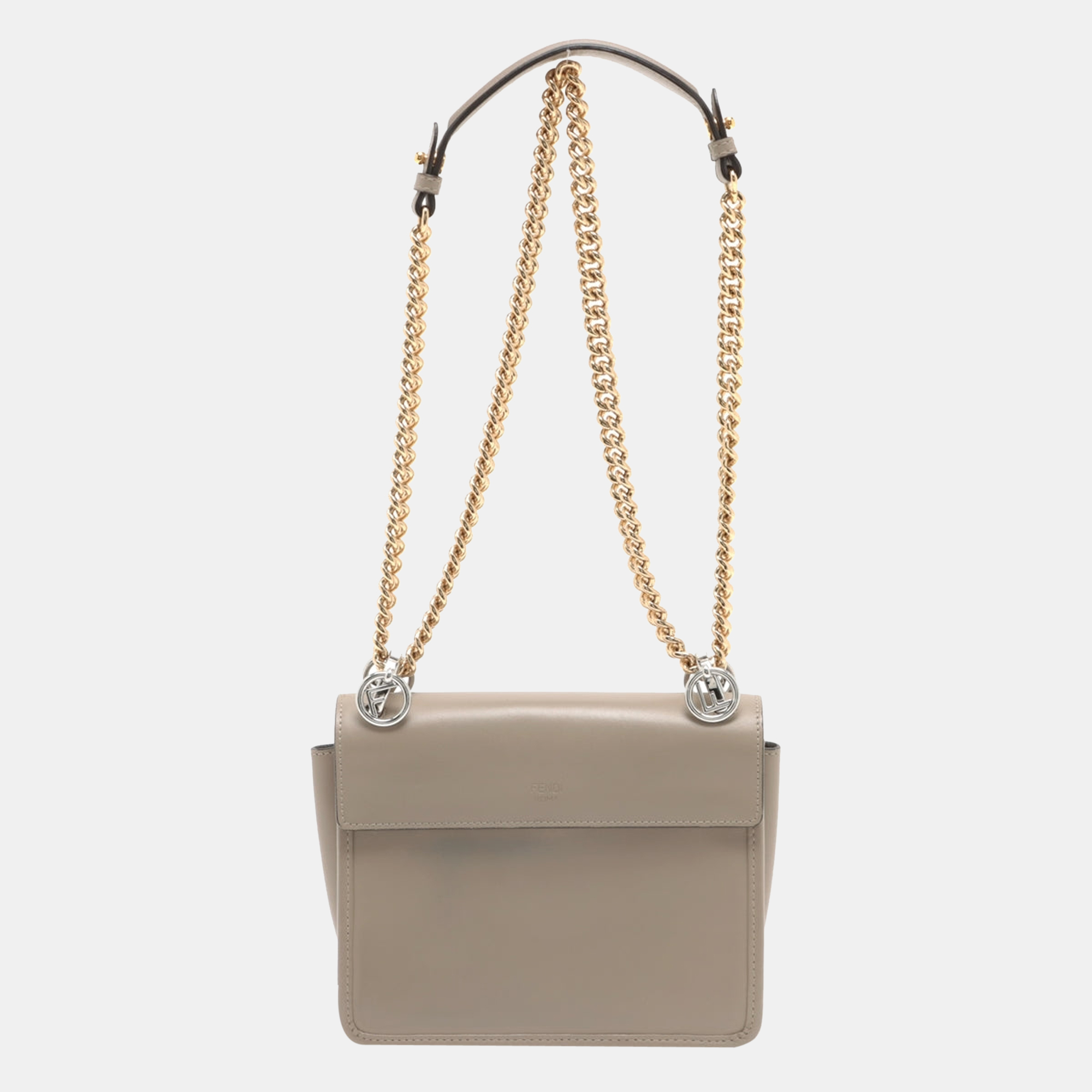 

Fendi Kan I F Leather Chain shoulder bag Beige 8BT286