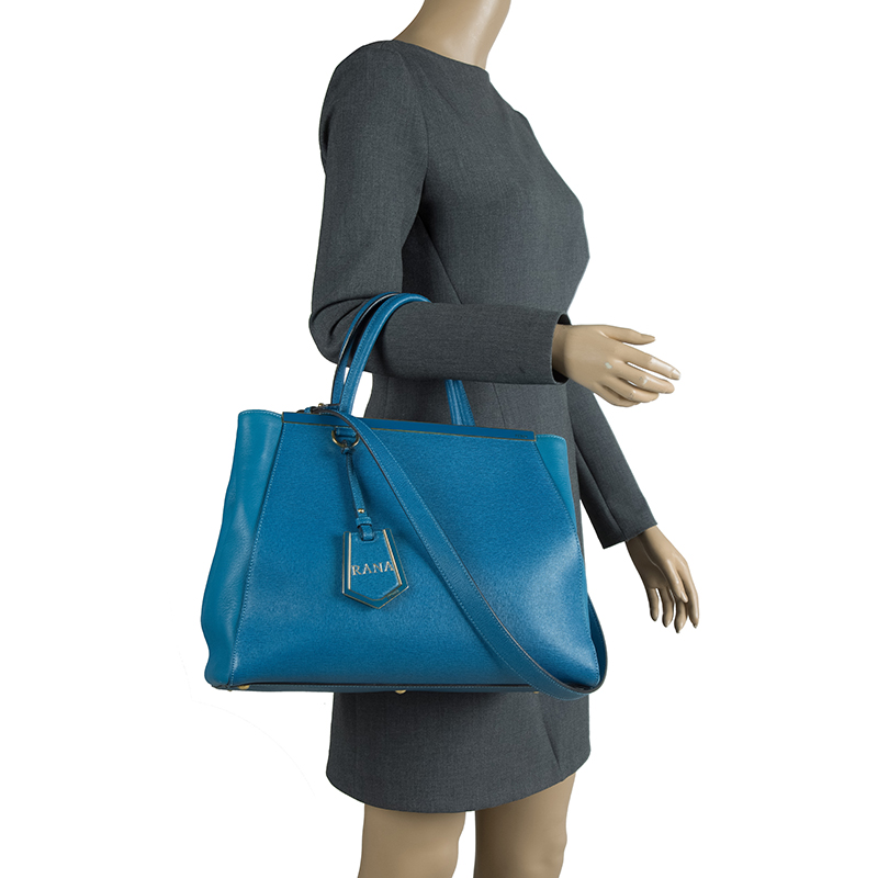 

Fendi Blue Leather Medium 2jours Tote