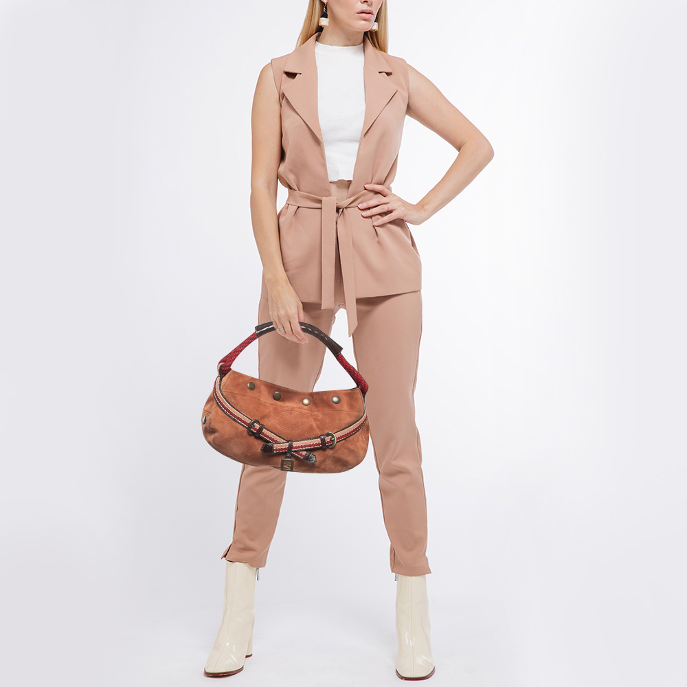 

Fendi Brown Suede Rope handle Hobo
