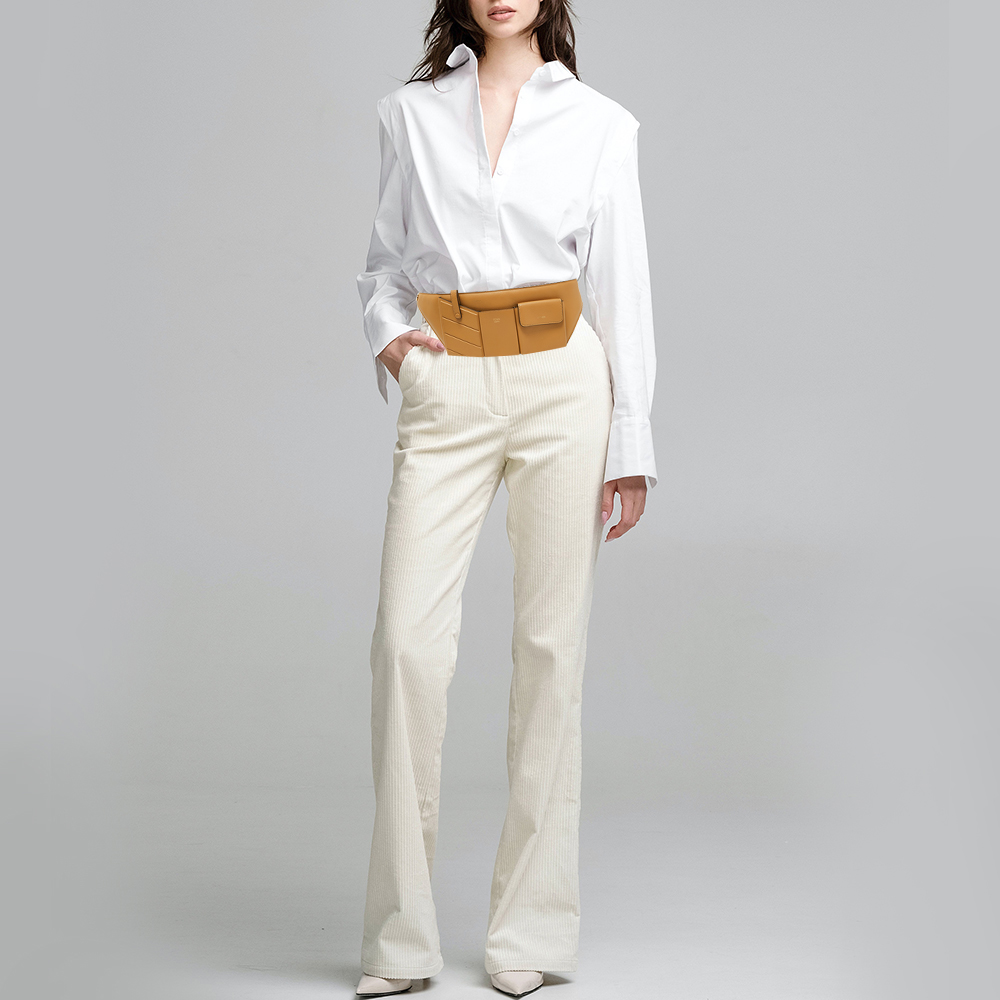 

Fendi Beige Leather and Mesh 3 Pockets Belt Bag