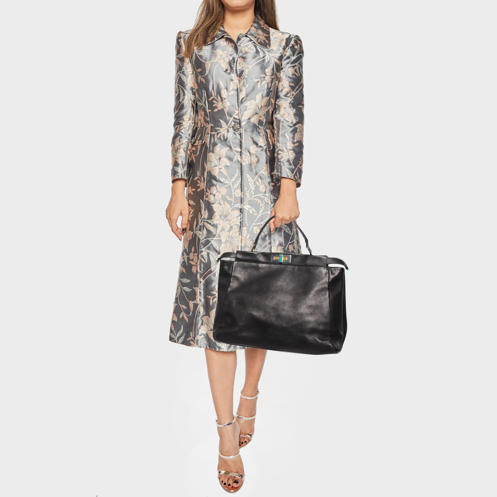 

Fendi Black Leather  Peekaboo Top Handle Bag