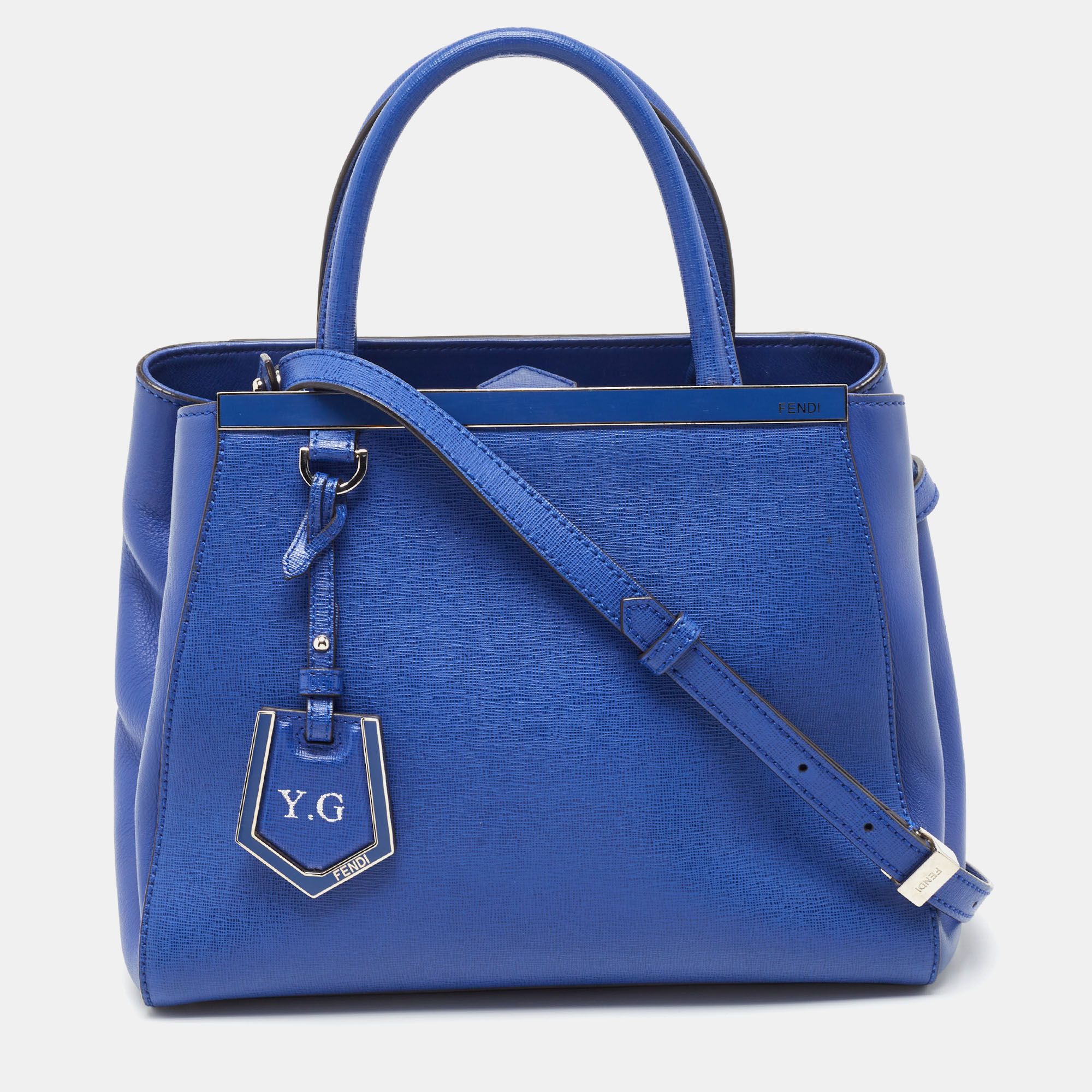 Pre-owned Fendi Blue Leather Small 2jours Tote