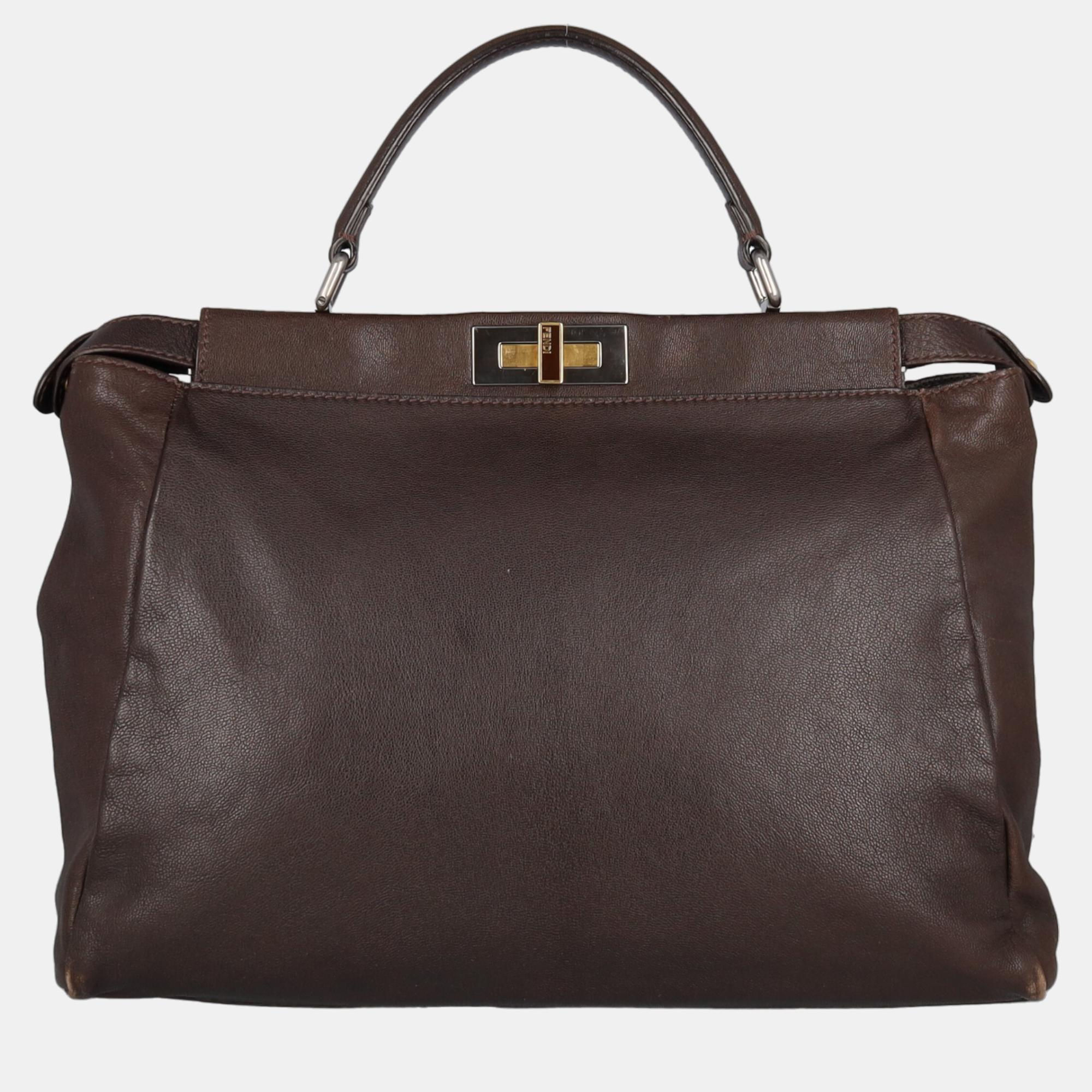 

Fendi Women's Leather Tote Bag - Brown