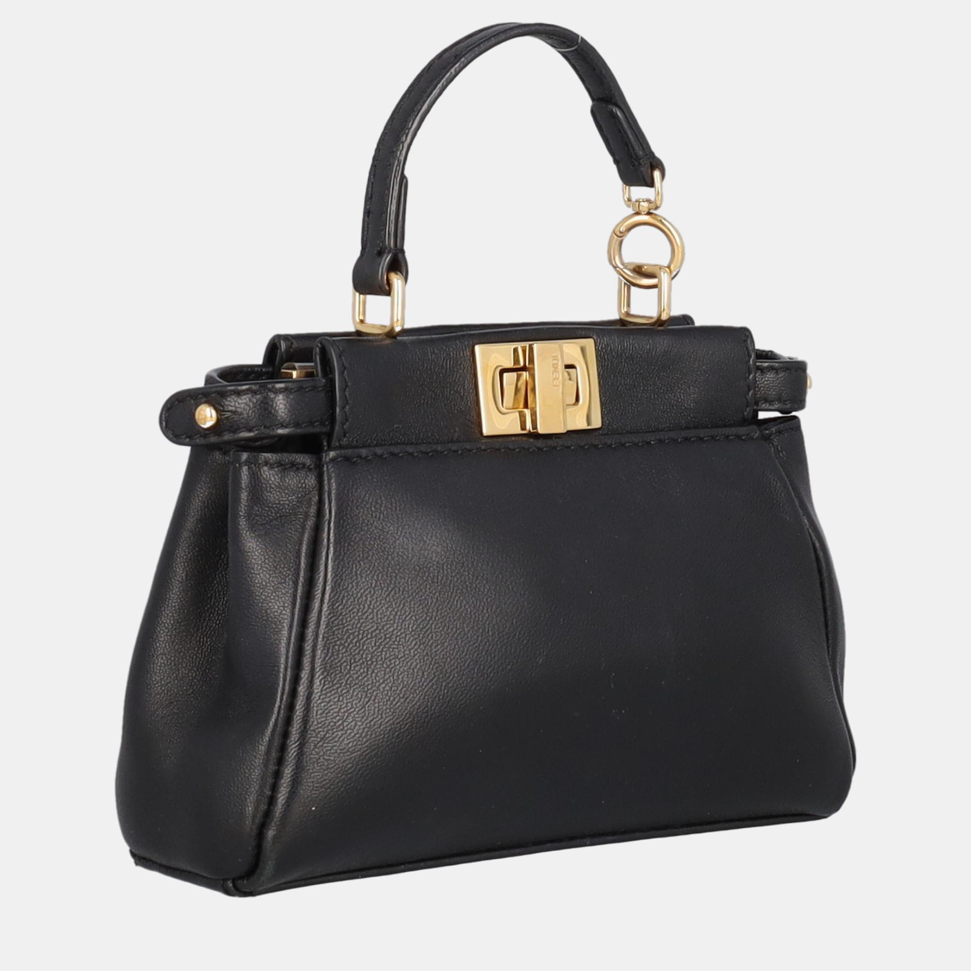 

Fendi Peekaboo - Women's Leather Handbag - Black