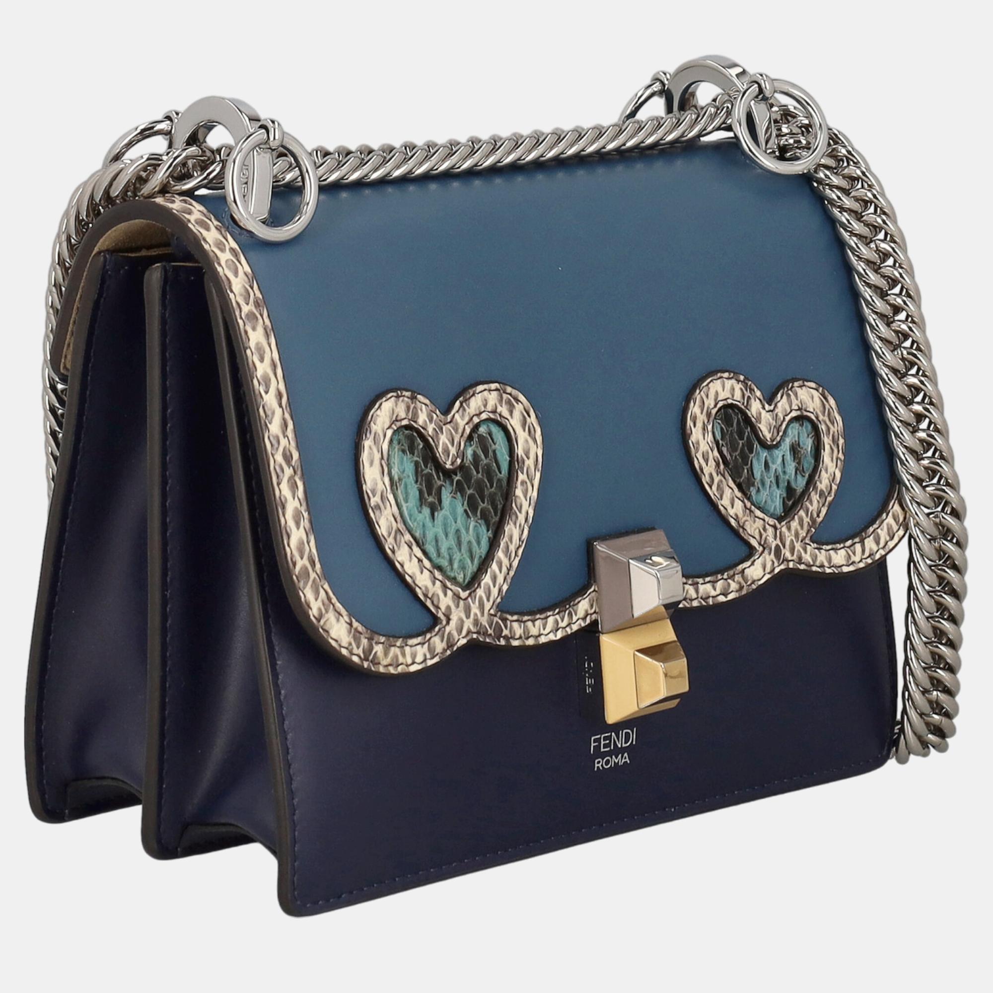 

Fendi Kan I - Women's Leather Shoulder Bag - Blue