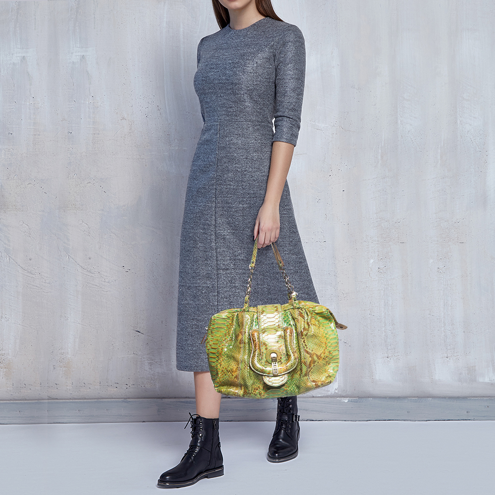 

Fendi Green/Beige Python B Shoulder Bag
