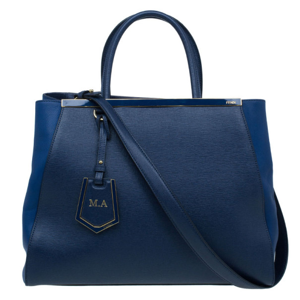 مملوكة مسبقًا Fendi Navy Blue Calfskin Regular 2Jours Tote