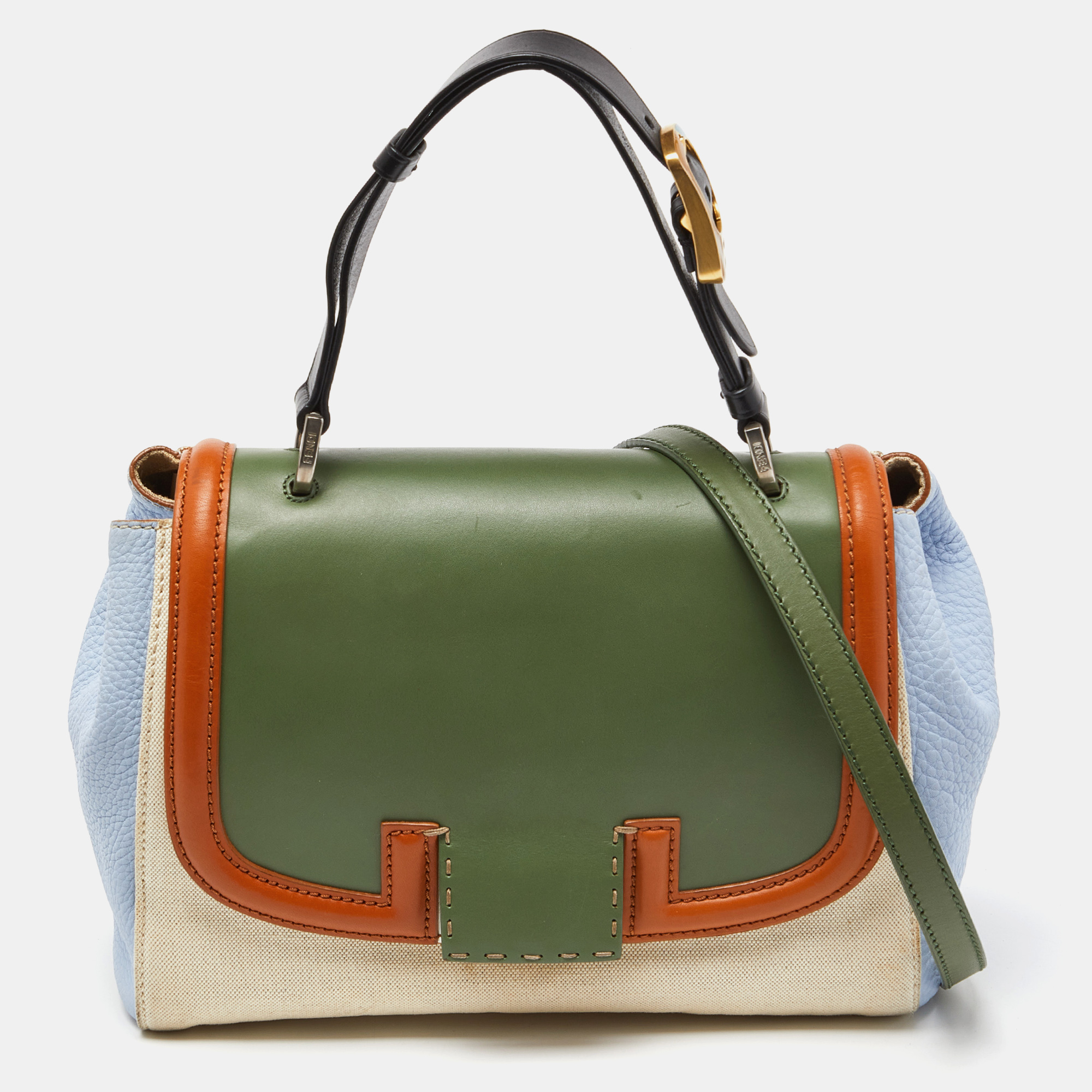 

Fendi Multicolor Canvas and Leather Silvana Top Handle Bag