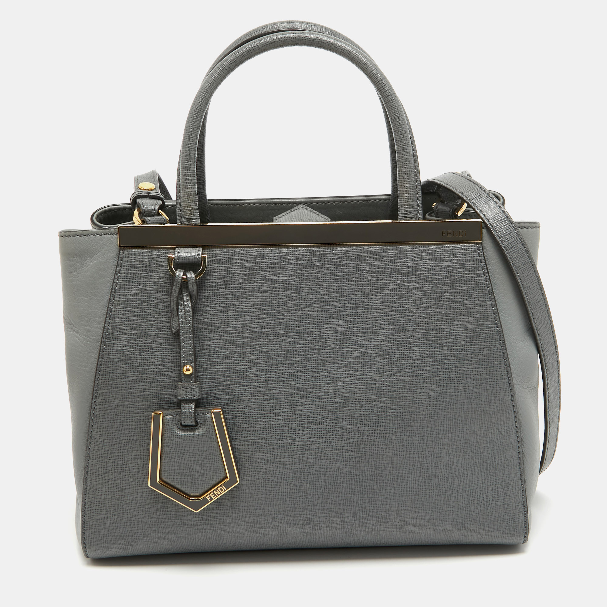 Pre-owned Fendi Grey Leather Petite Sac 2jours Tote