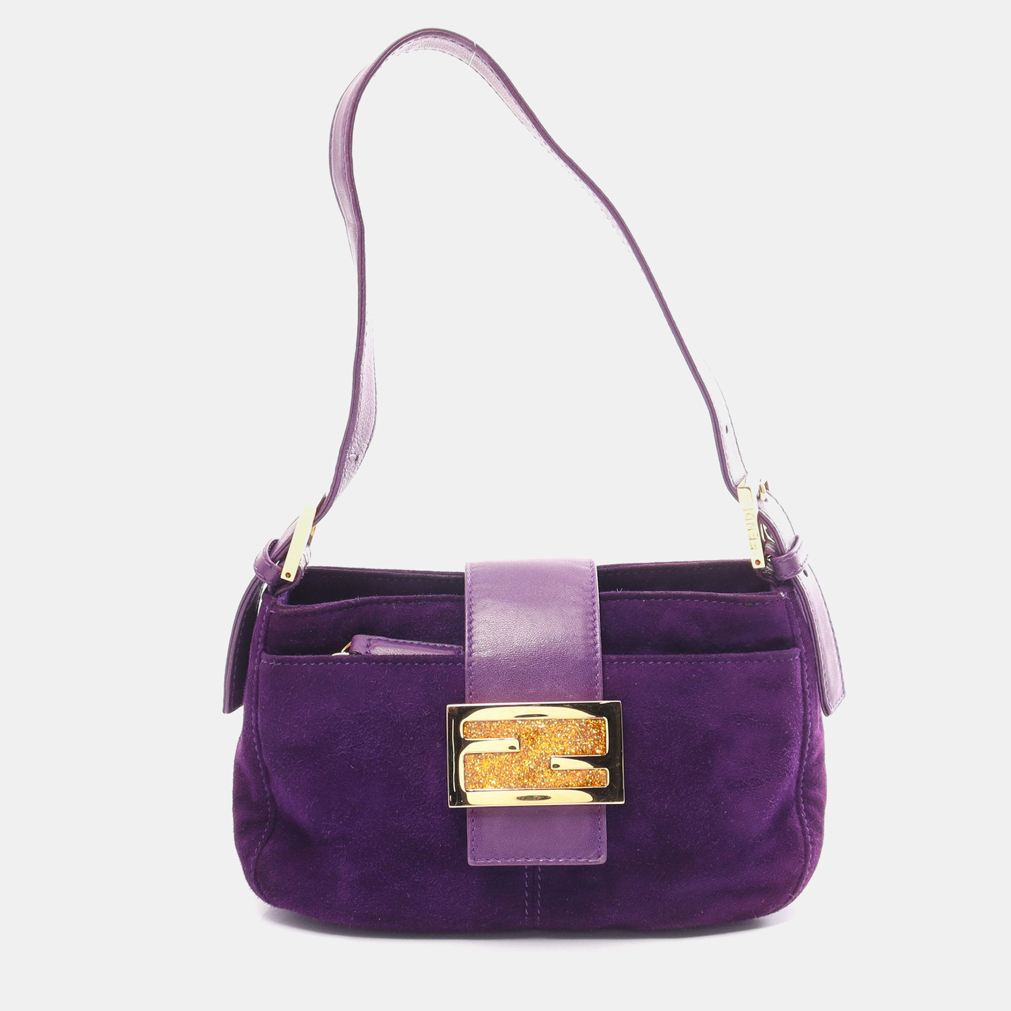 Pre-owned Fendi Zucca Handbag Suede Leather Purple