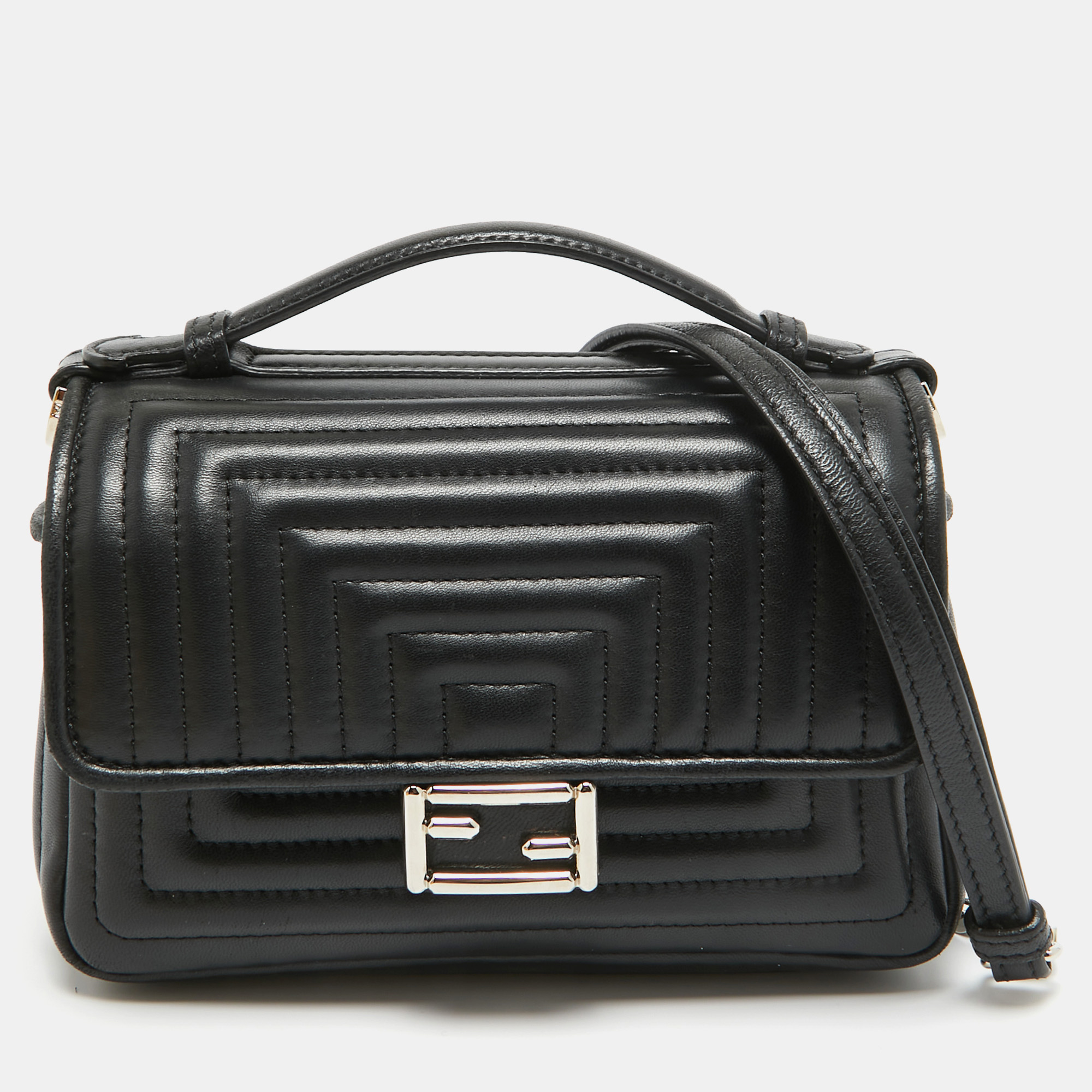 

Fendi Black Quilted Leather Micro Double Baguette Bag