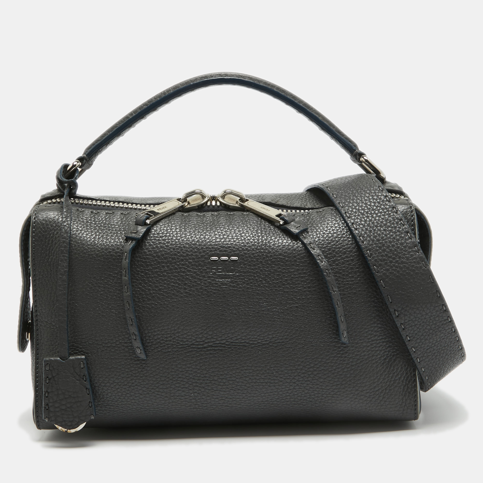 

Fendi Grey Selleria Leather Lei Boston Bag