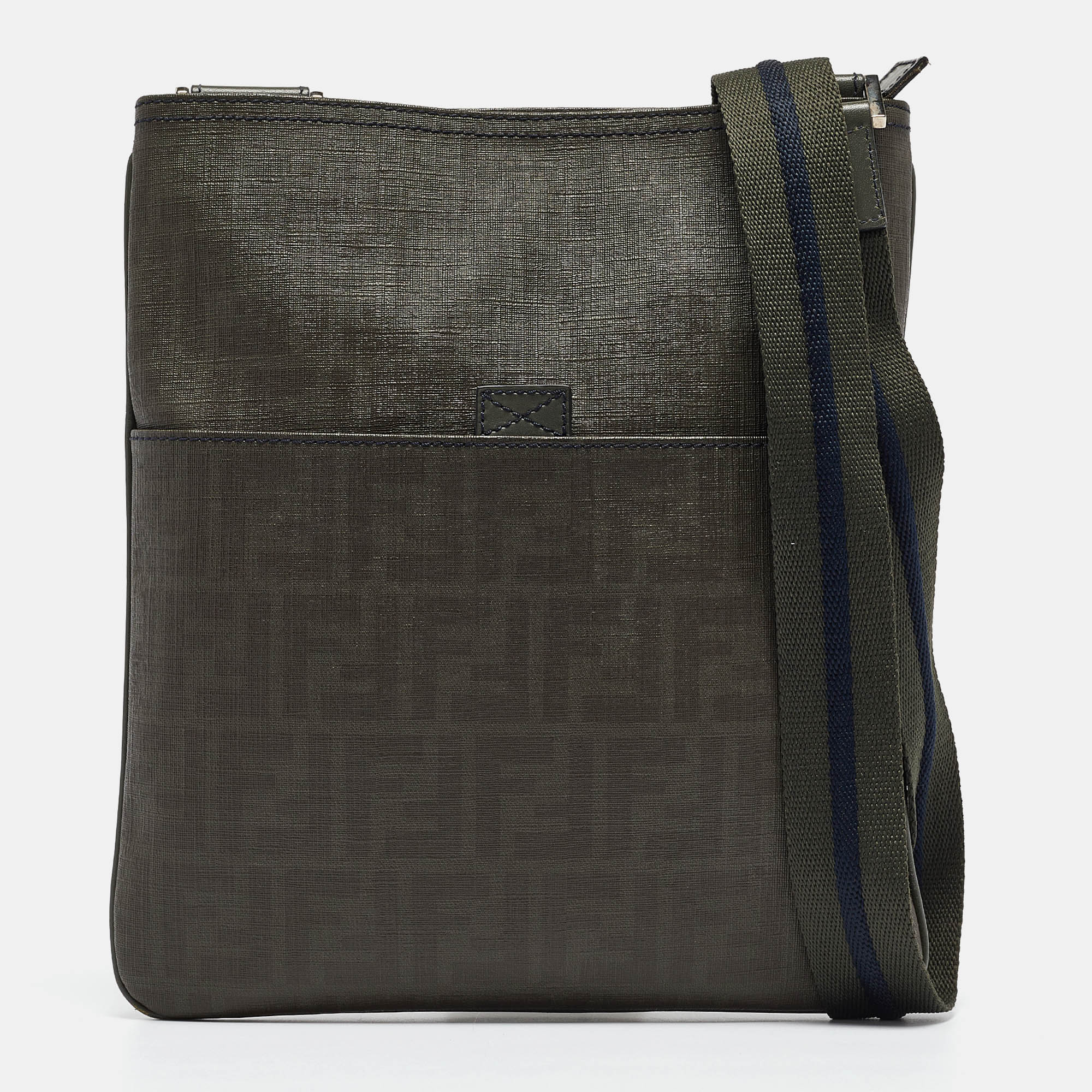 

Fendi Green Zucca Spalmati Canvas Messenger Bag