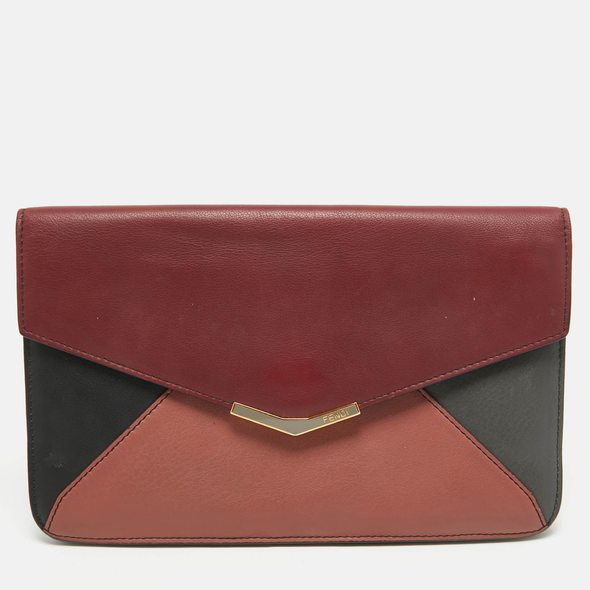 Pre-owned Fendi Multicolor Leather 2jours Envelope Clutch