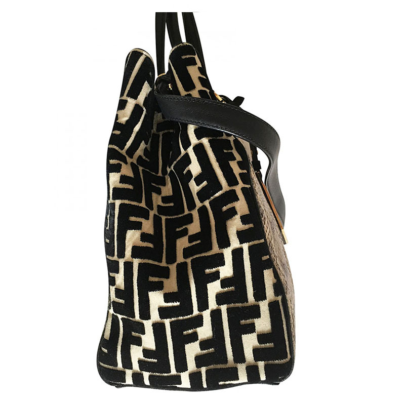 

Fendi Tricolor Snakeskin/Canvas 2jours Tote, Multicolor