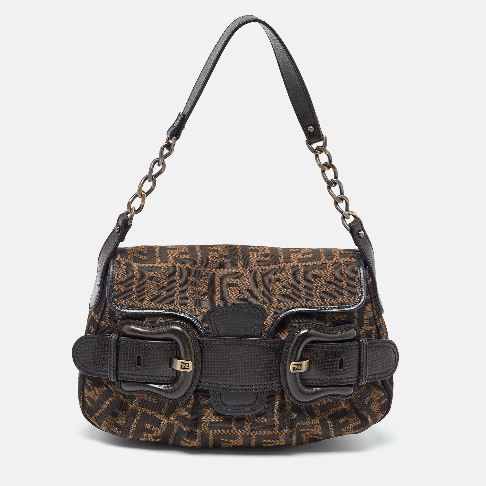 

Fendi Tobacco Zucca Canvas and Leather B Bis Bag, Brown