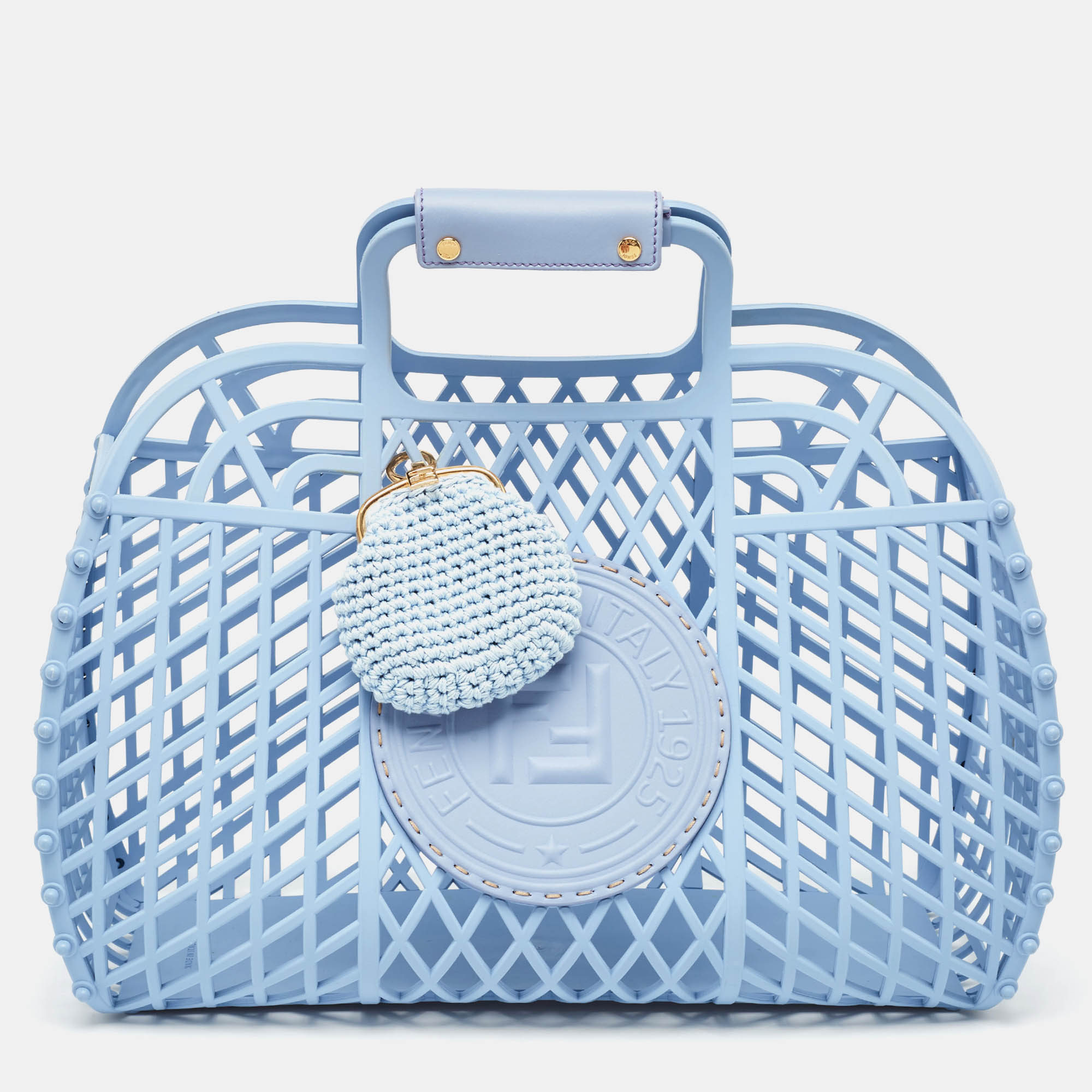 Pre-owned Fendi Light Blue Plastic Medium Basket Tote