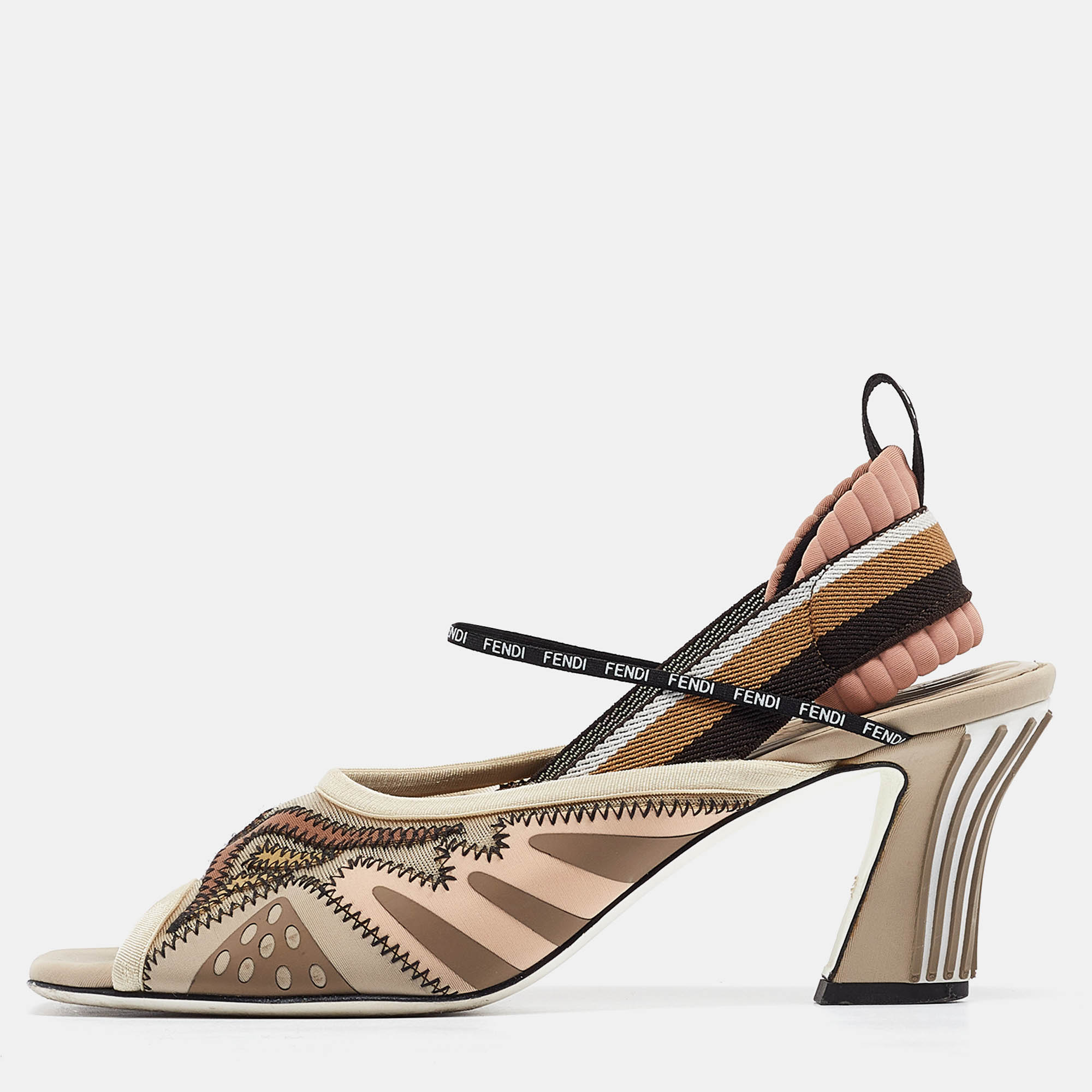 

Fendi Multicolor Fabric Ankle Strap Sandals Size