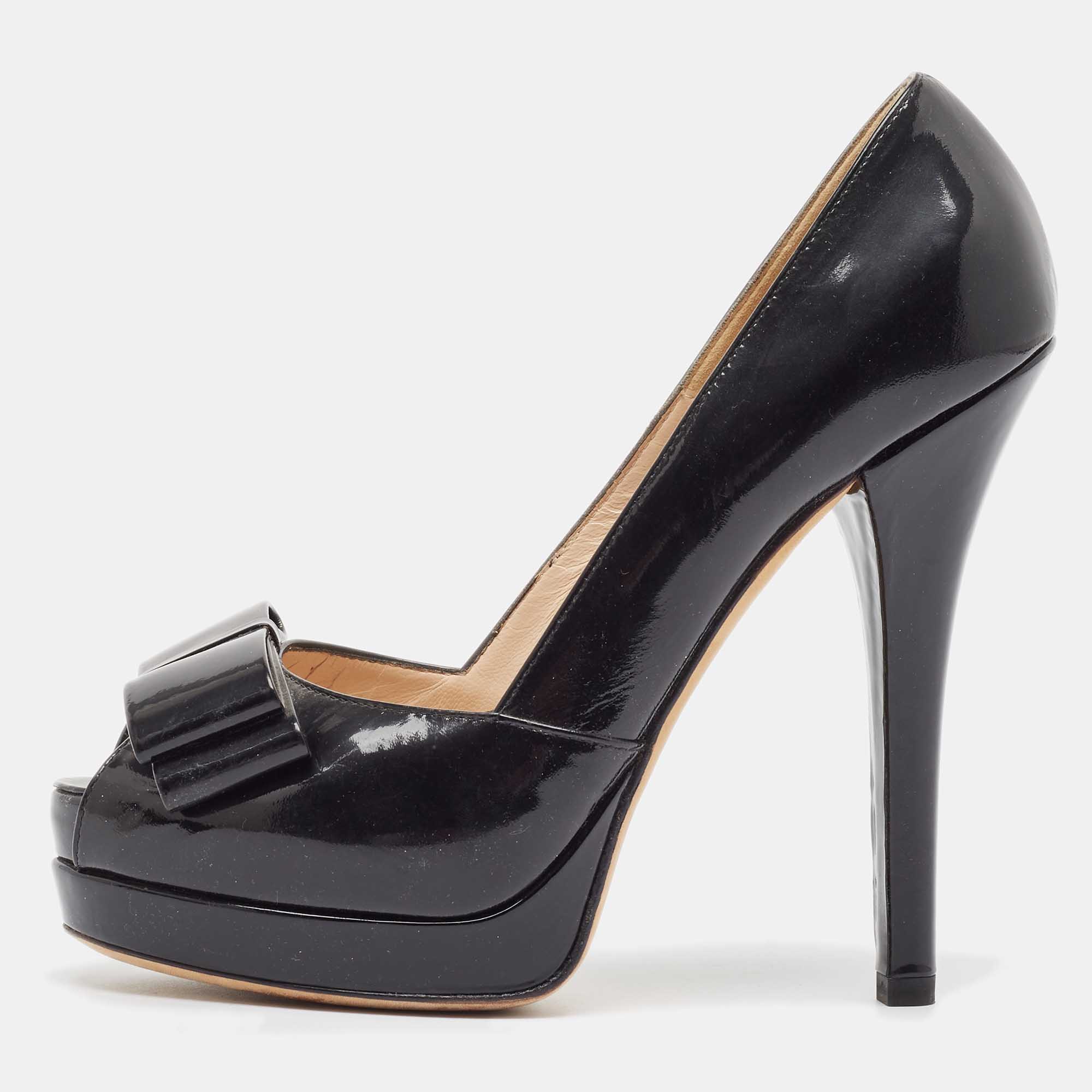 

Fendi Black Patent Leather Peep Toe Pumps Size