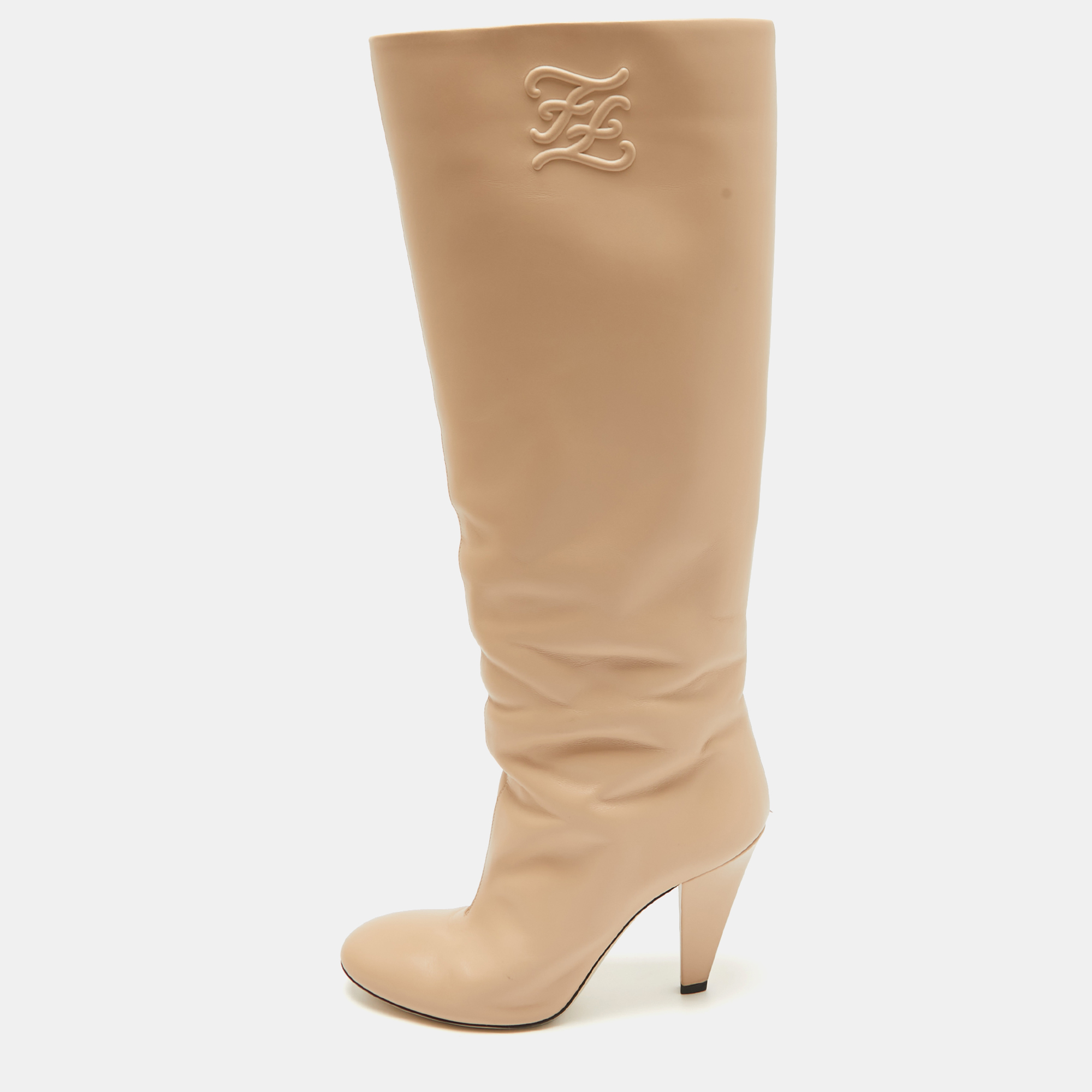 

Fendi Beige Leather Knee Length Boots Size