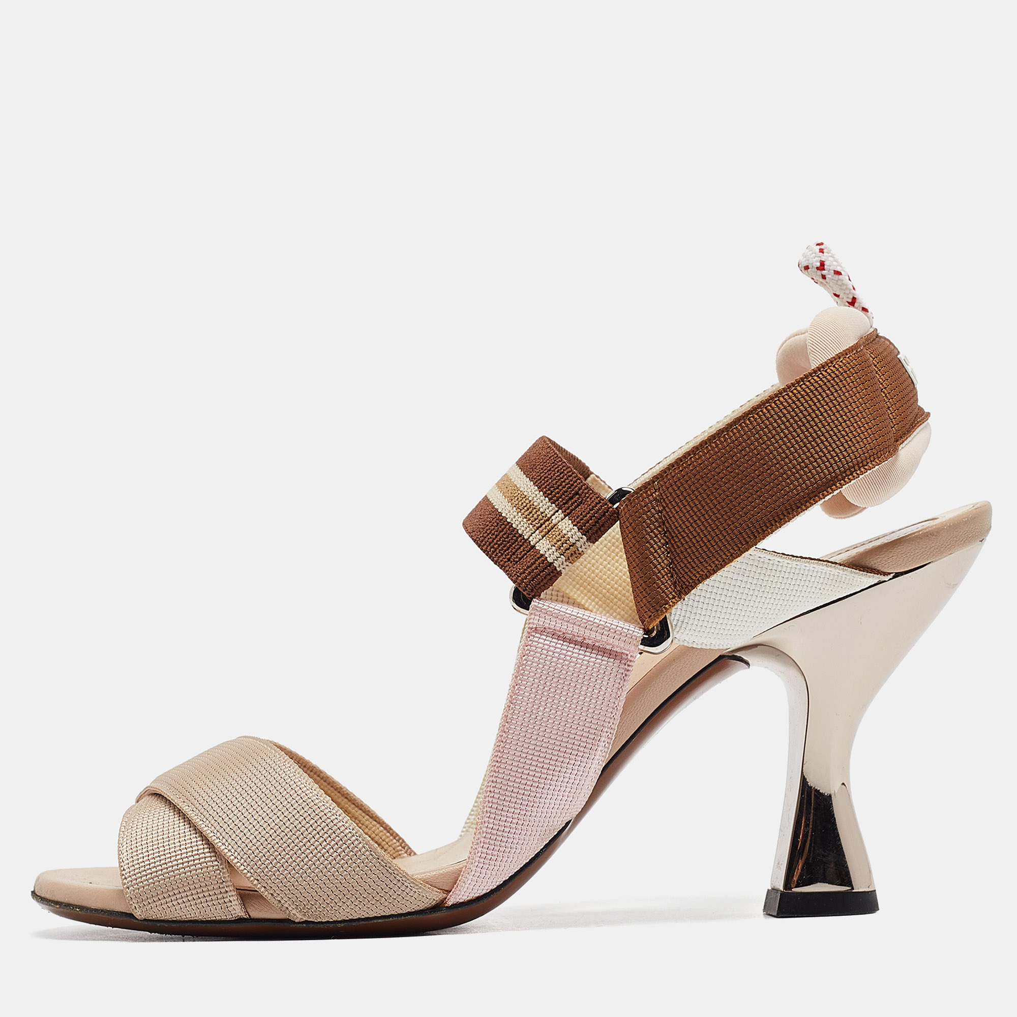 

Fendi Tricolor Canvas Colibri Slingback Sandals Size, Beige