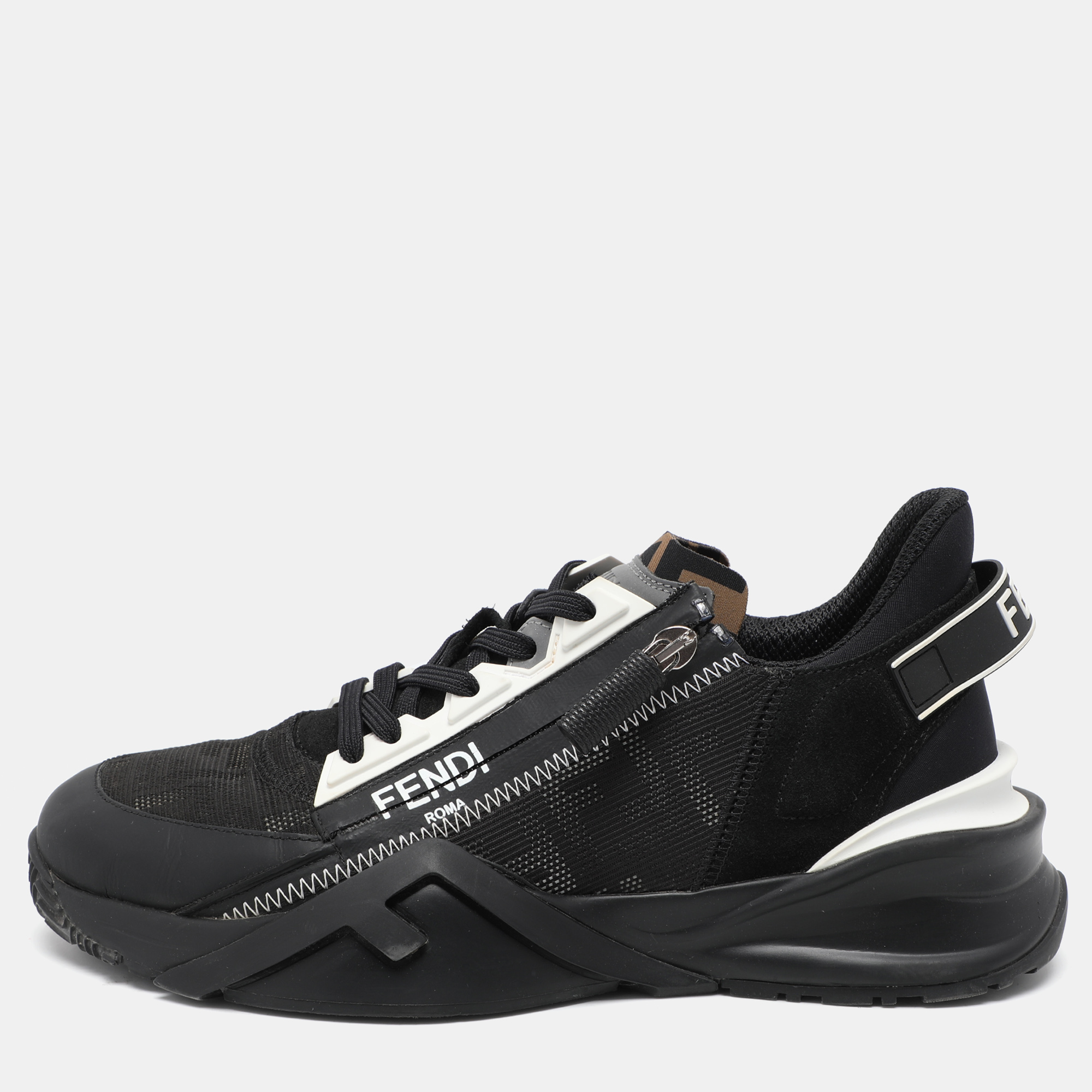 

Fendi Black Mesh and Leather Flow Low Top Sneakers Size