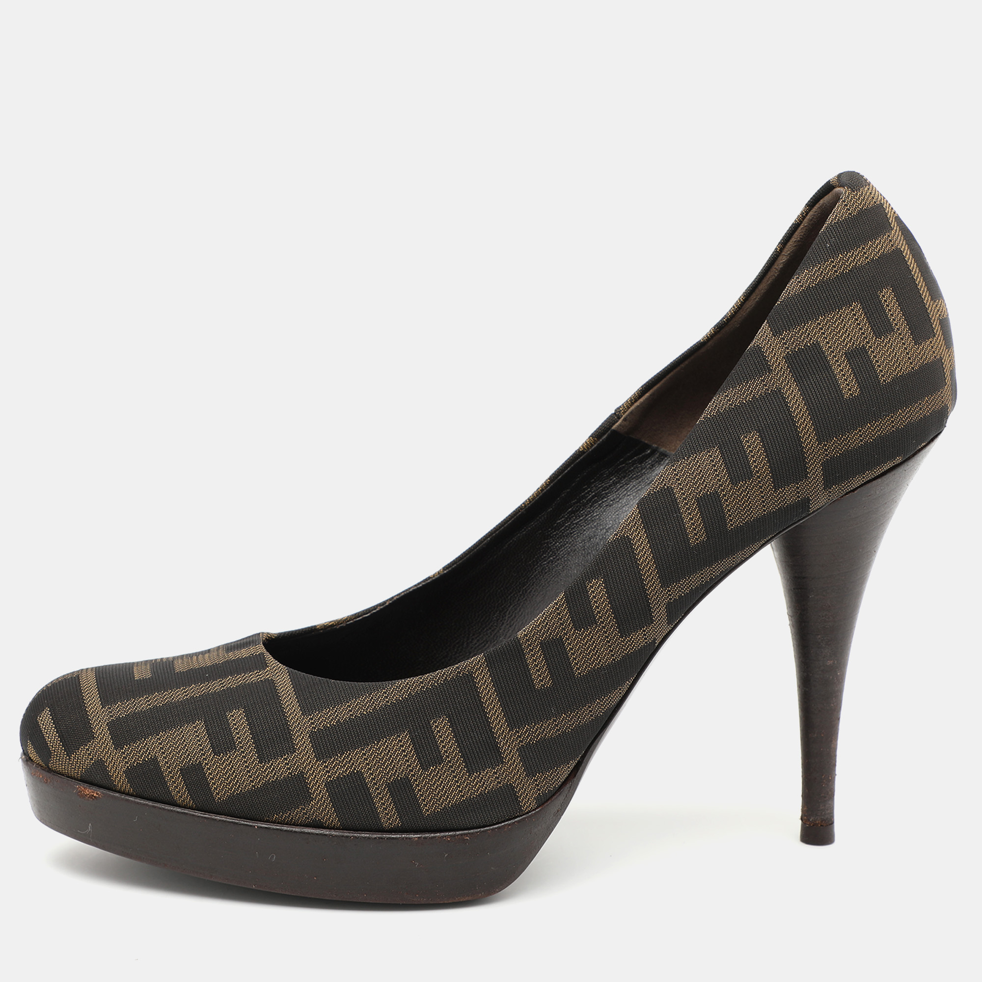 

Fendi Brown FF Zucca Canvas Pumps Size