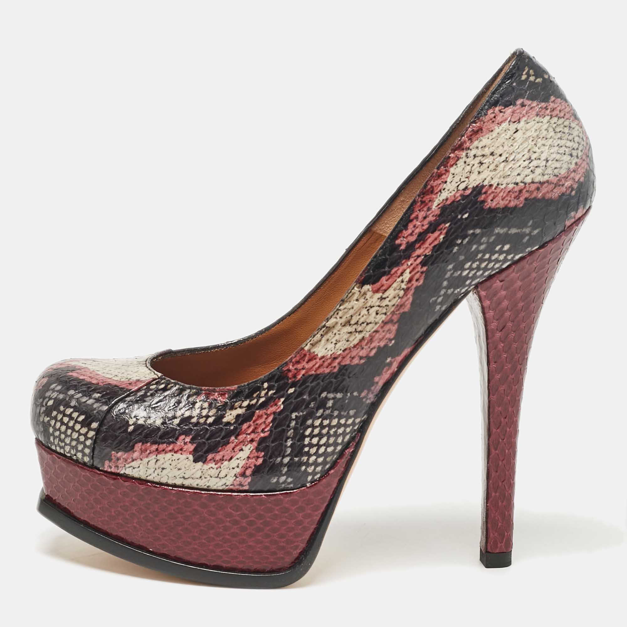 

Fendi Multicolor Snakeskin Leather Fendista Platform Pumps Size