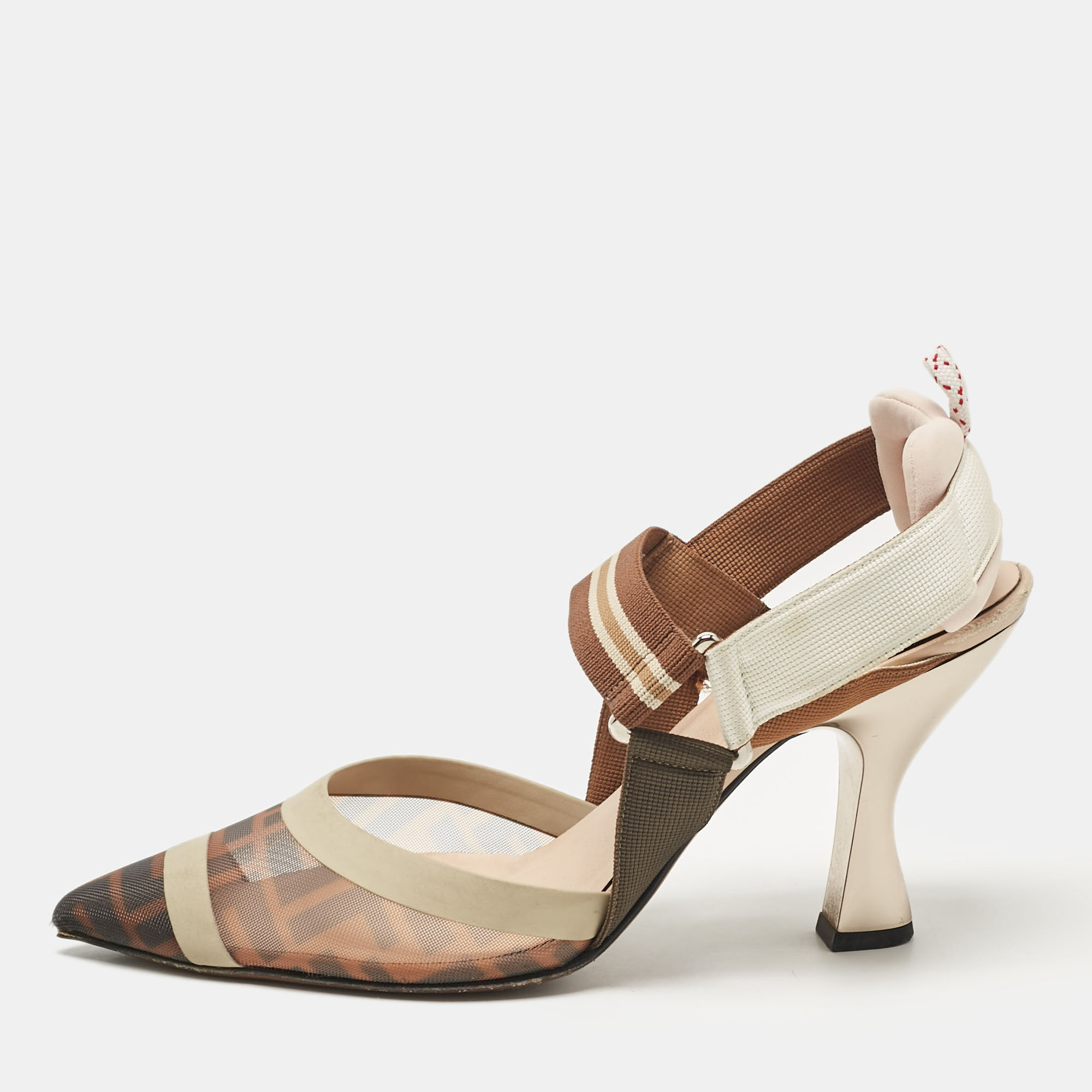 

Fendi Multicolor Canvas and Mesh Colibri Pumps Size