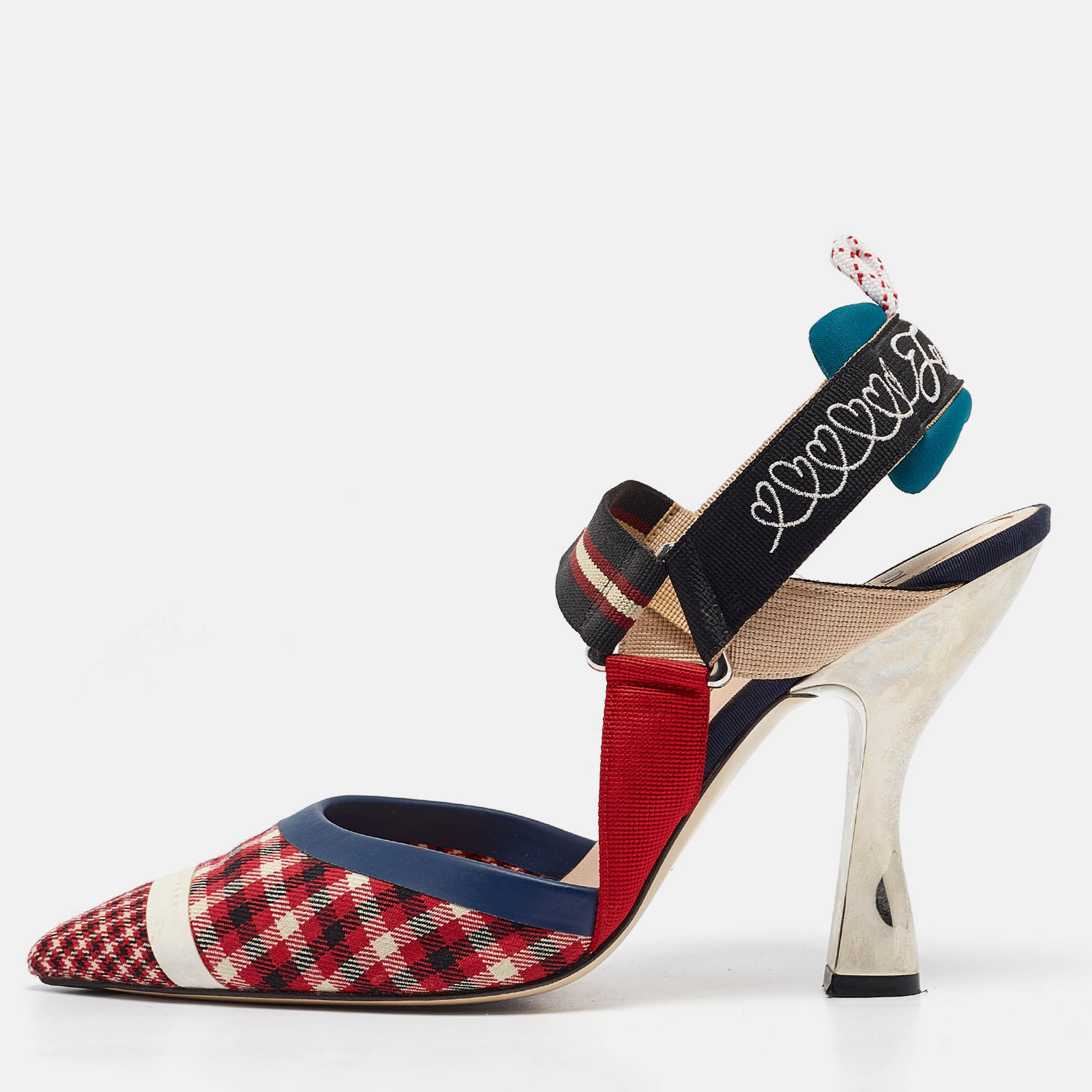 

Fendi Multicolor Canvas Colibri Pumps Size