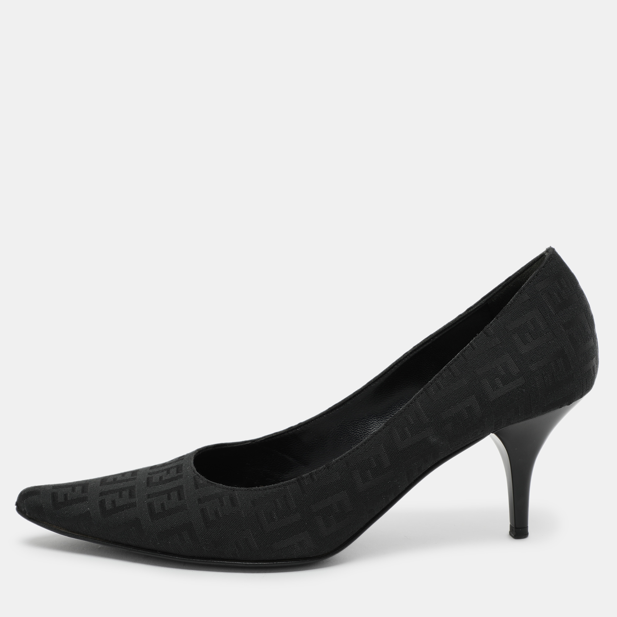 

Fendi Black FF Canvas Pointed Toe Pumps Size