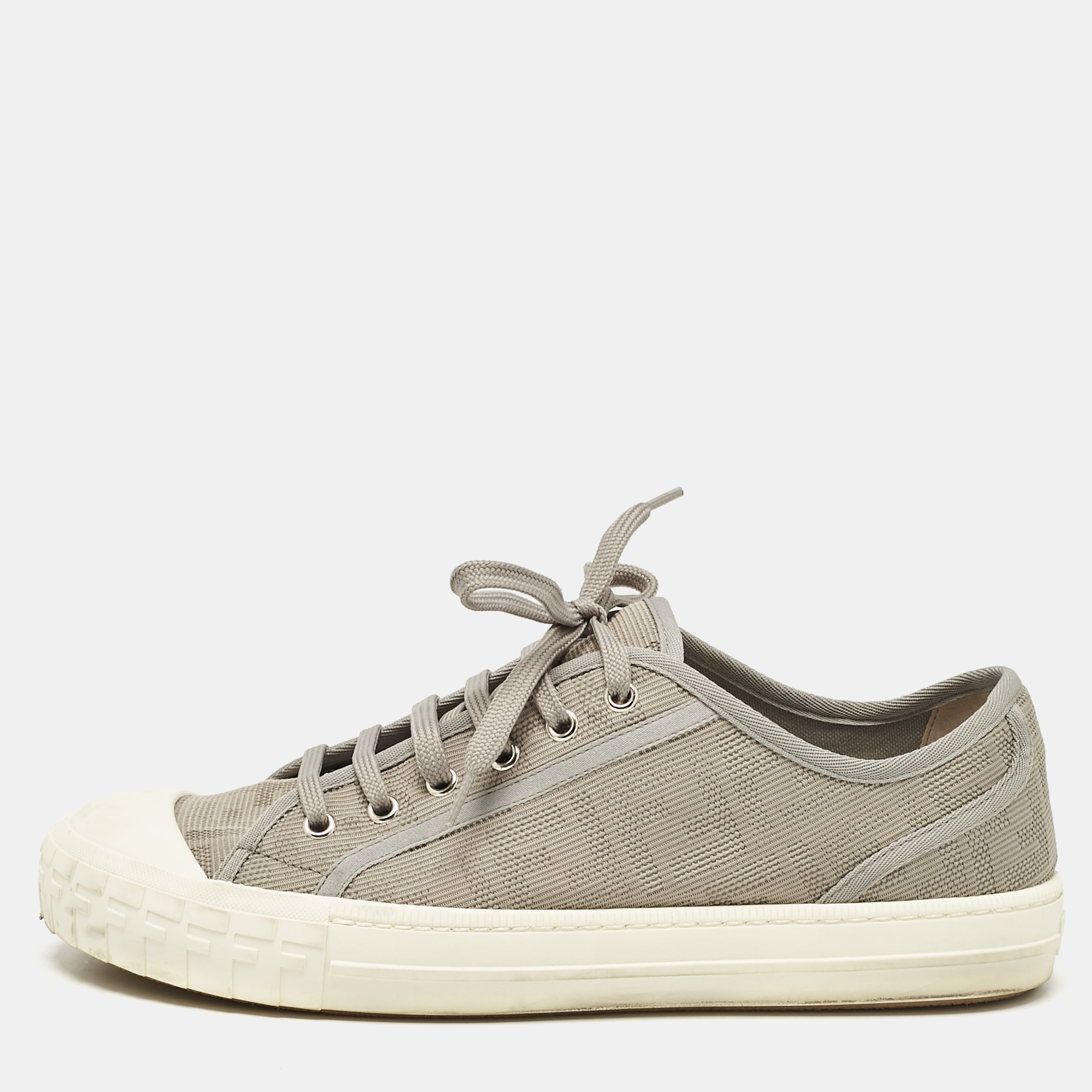 

Fendi Grey FF Canvas Domino Lace Up Sneakers Size