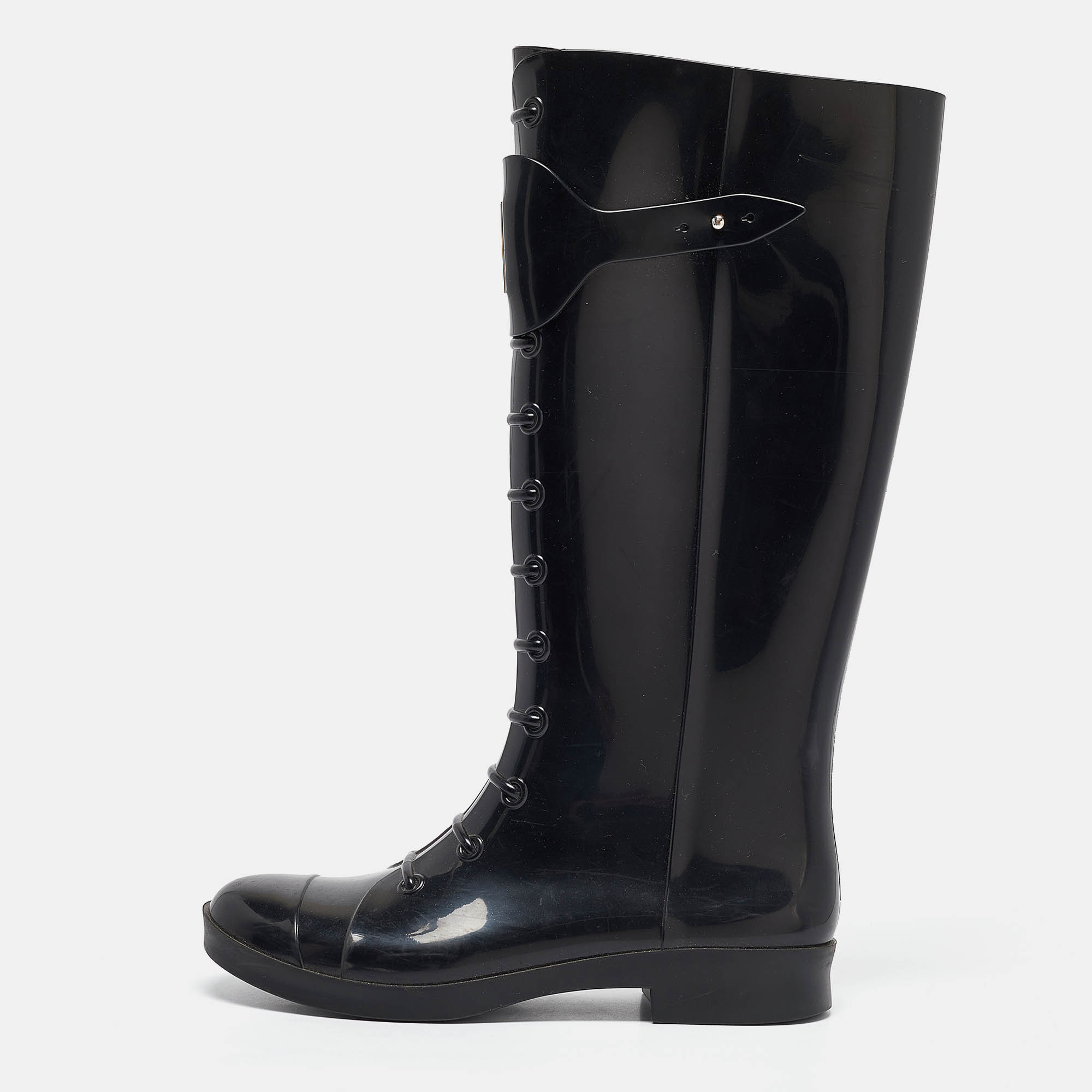 

Fendi Black Rubber Rain Boots Size