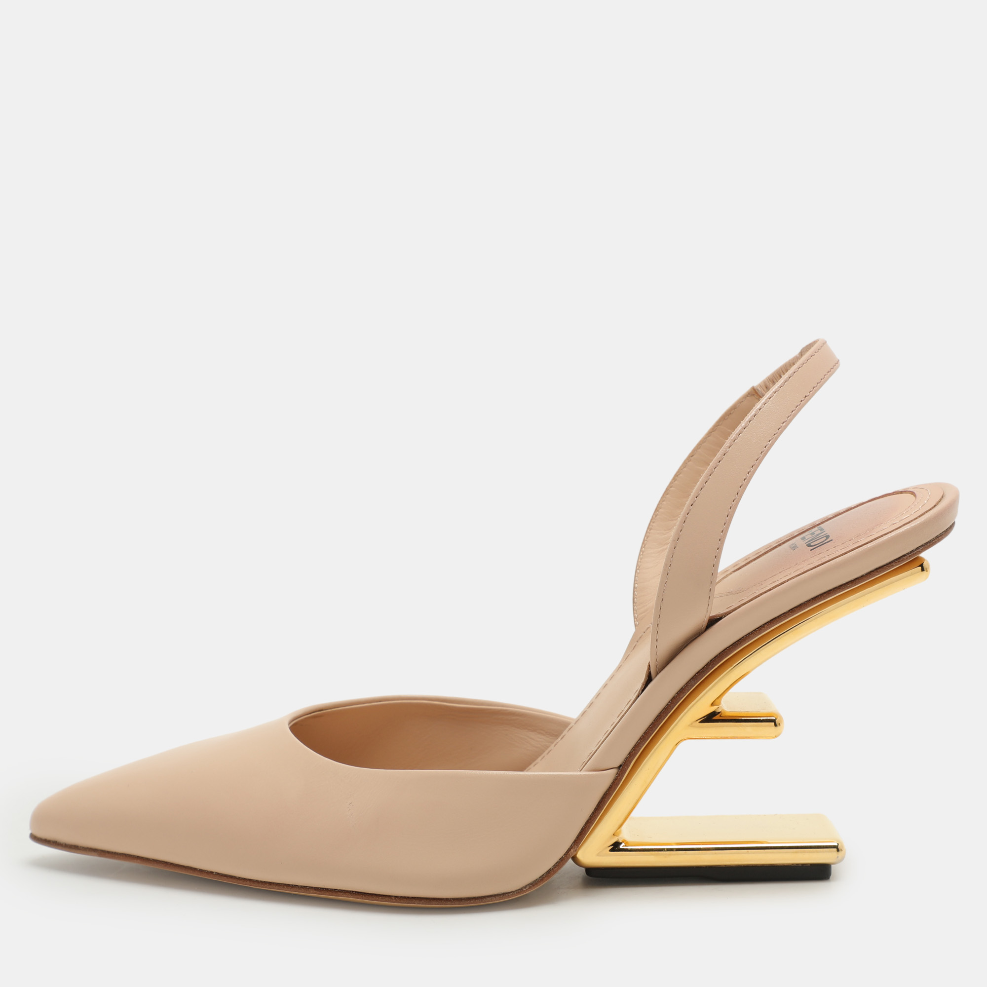 

Fendi Beige Leather Fendi First Slingback Pumps Size