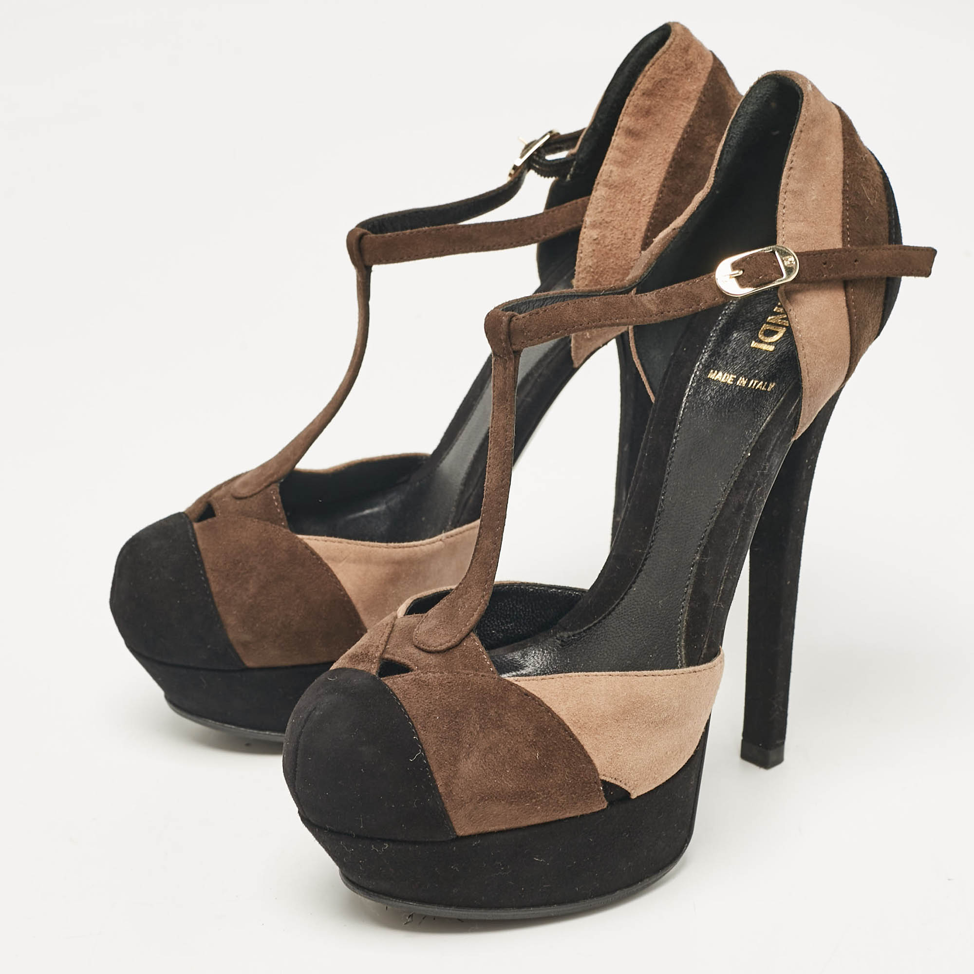 Fendi Multicolor Suede Mary Jane Pumps Size 38 