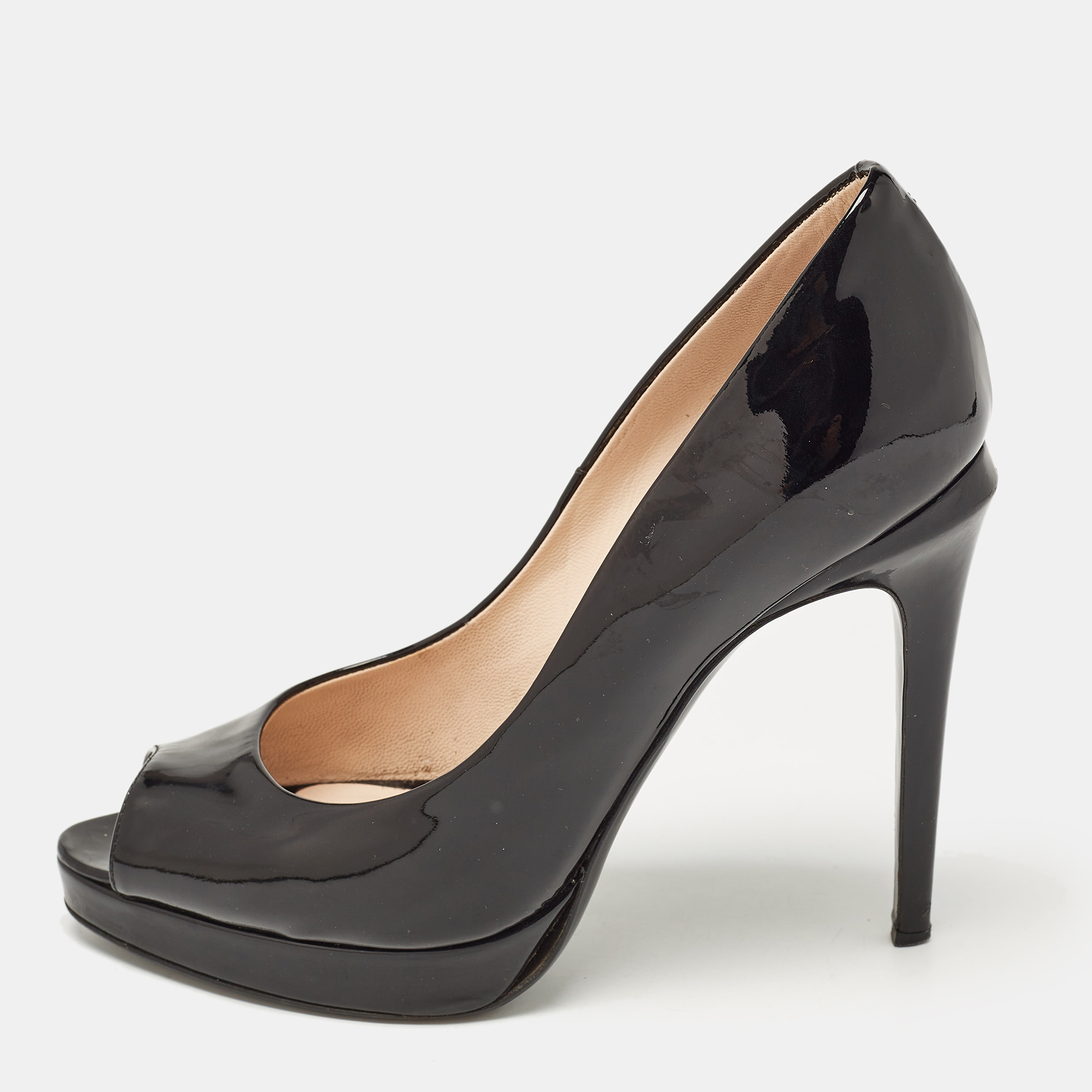 

Fendi Black Patent Leather Peep Toe Platform Pumps Size