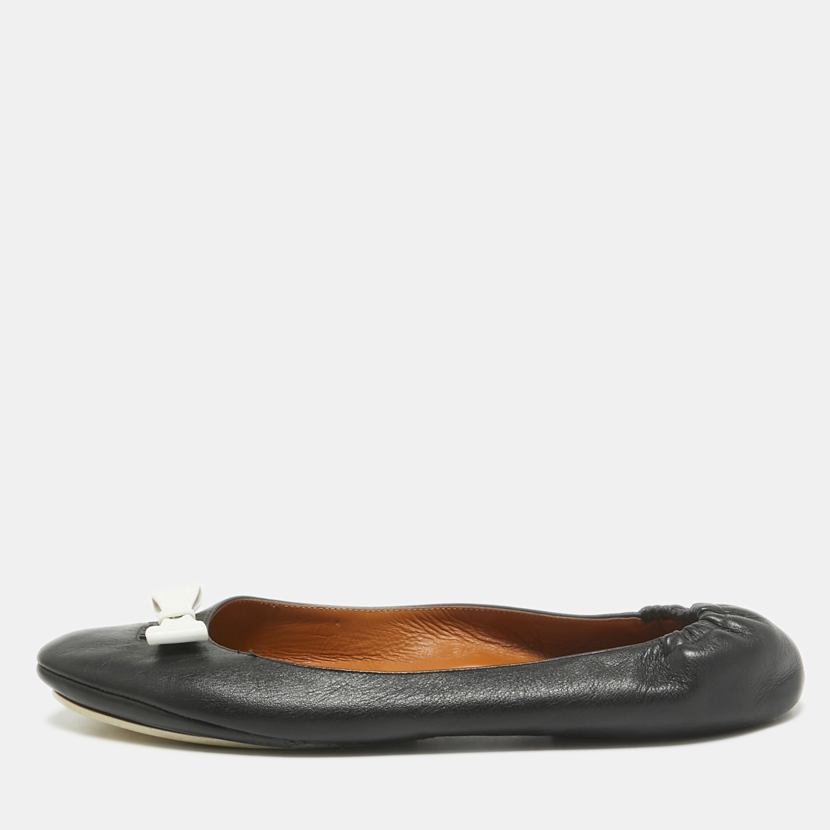 

Fendi Black Leather Let's Dance Bow Ballet Flats Size