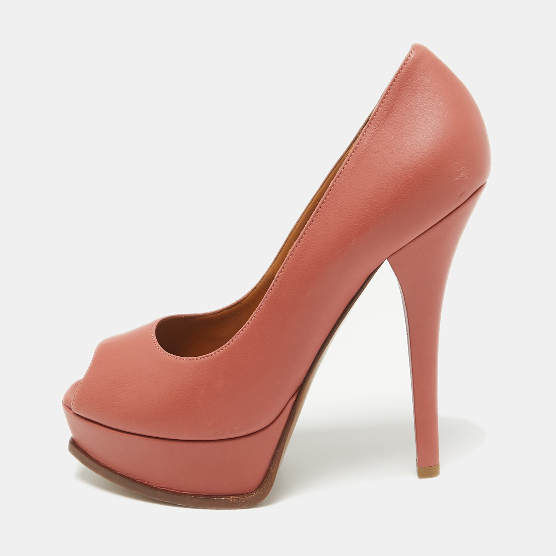 

Fendi Pink Leather Fendista Peep Toe Platform Pumps Size