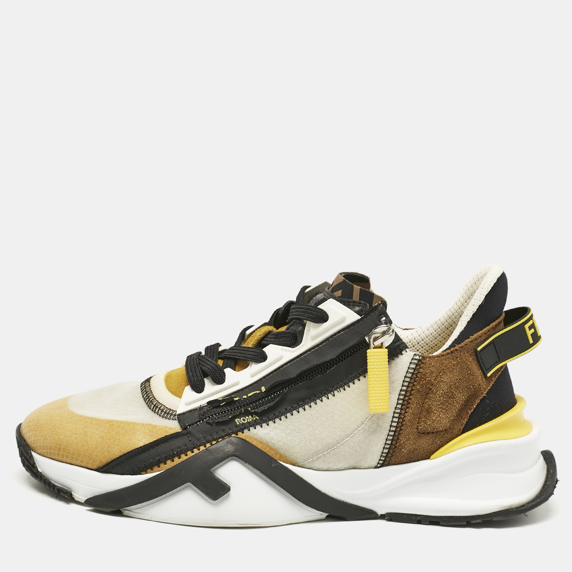 

Fendi Multicolor Leather and Suede Flow Low Top Sneakers Size