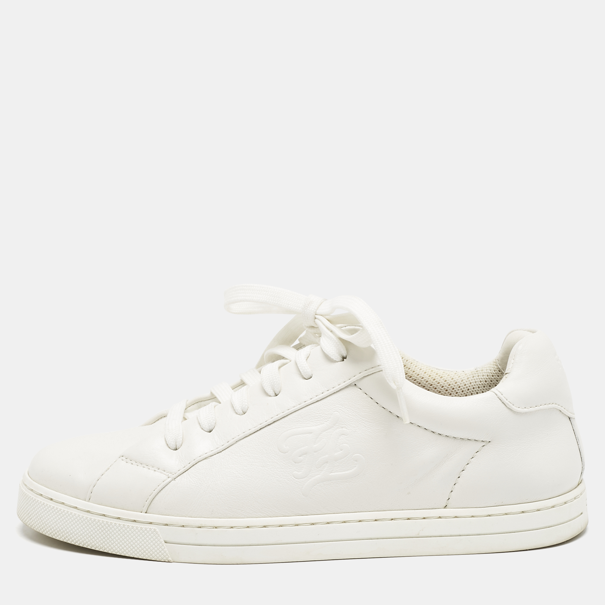 

Fendi White Leather Lace Up Sneakers Size