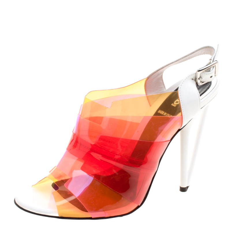 Fendi Colorblock PVC Open Toe Sandals Size 39.5