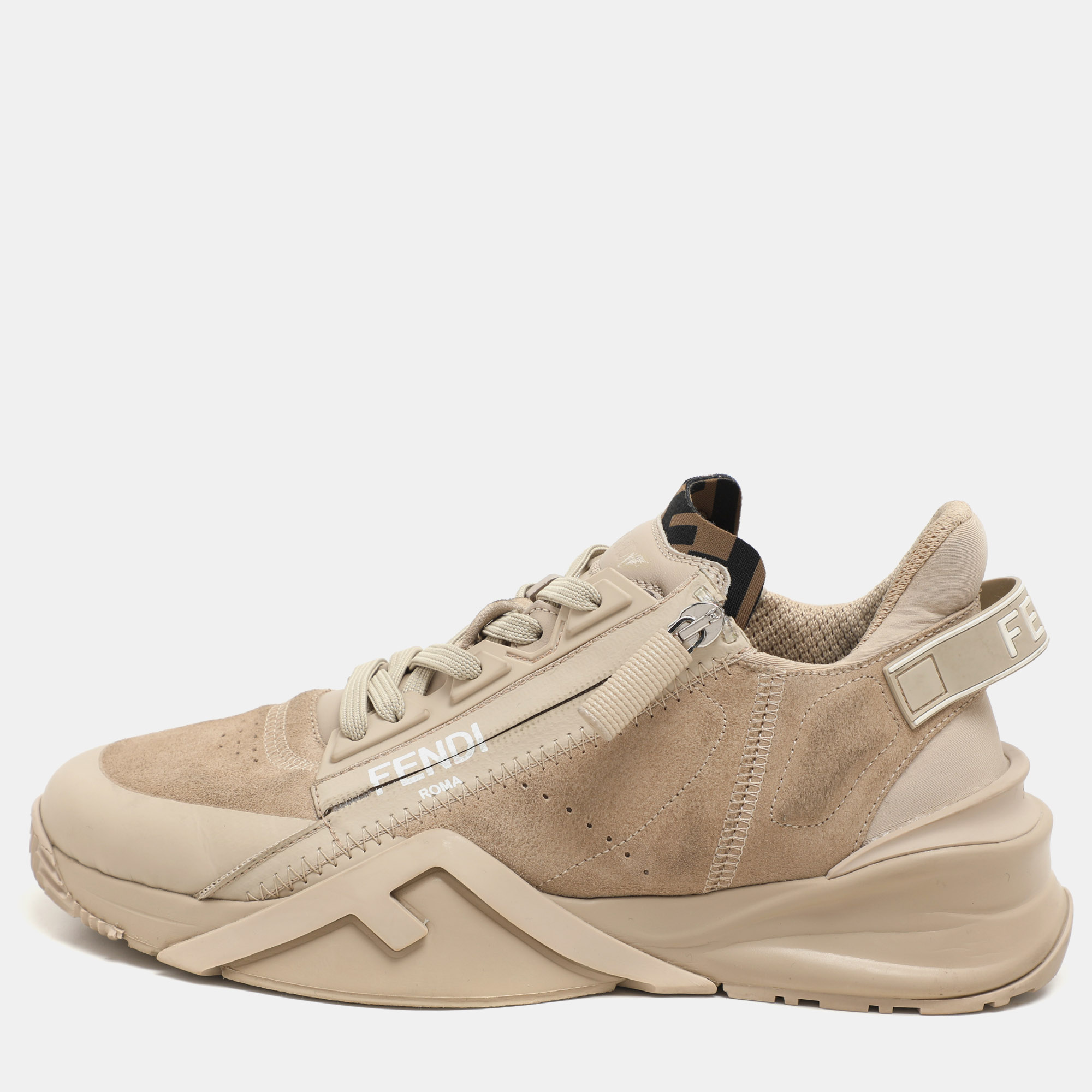 

Fendi Beige Suede Flow Sneakers Size