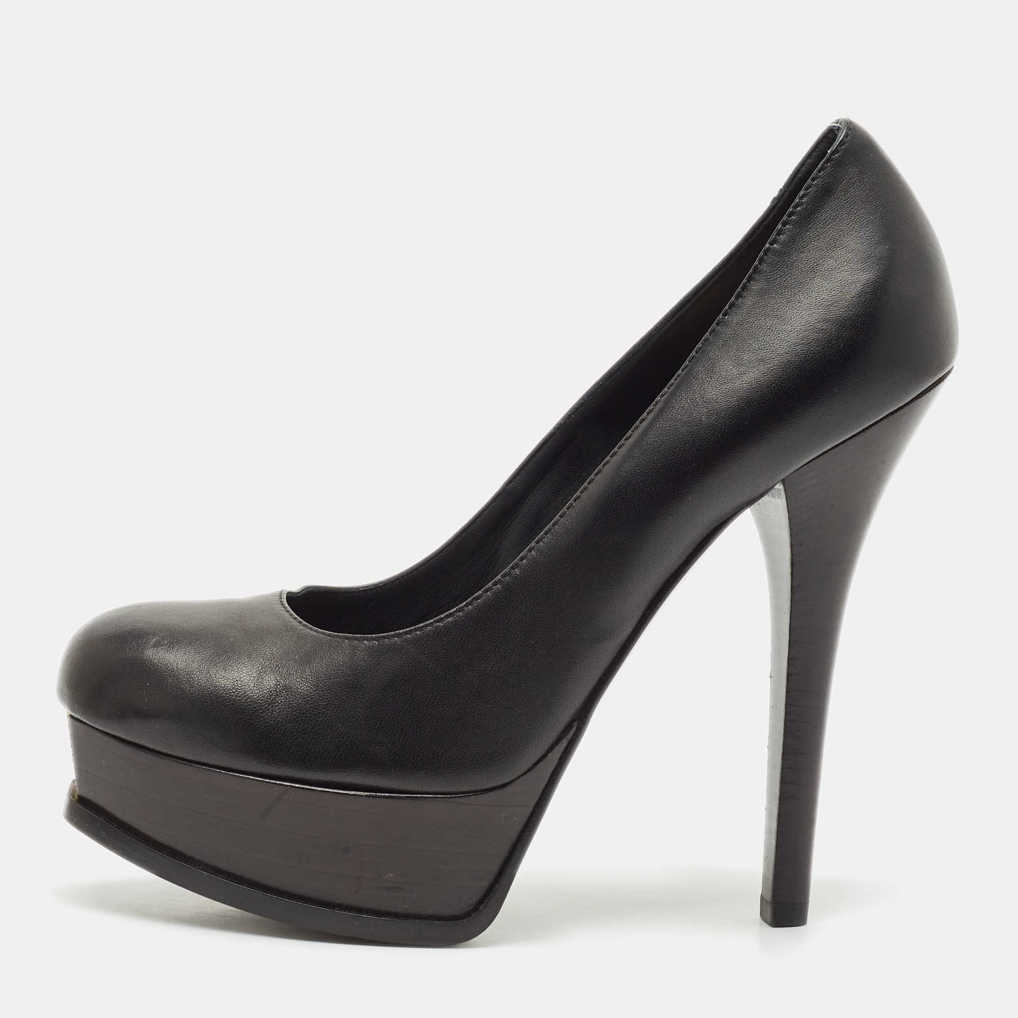 

Fendi Black Leather Fendista Platform Pumps Size