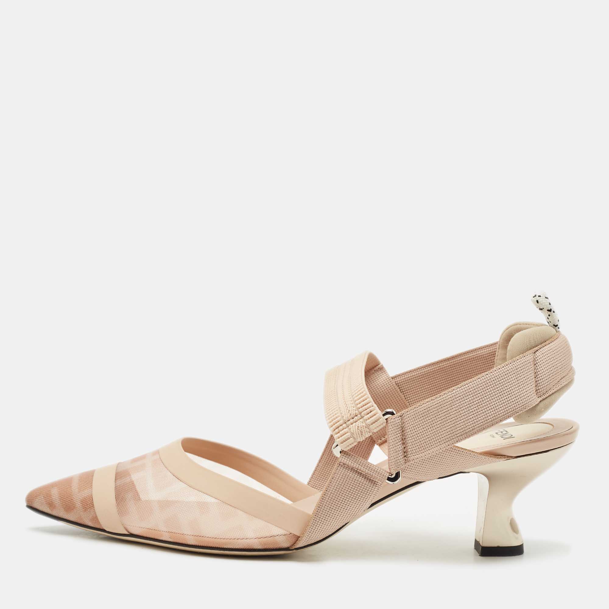 

Fendi Beige Zucca Mesh and Fabric Colibri Pumps Size