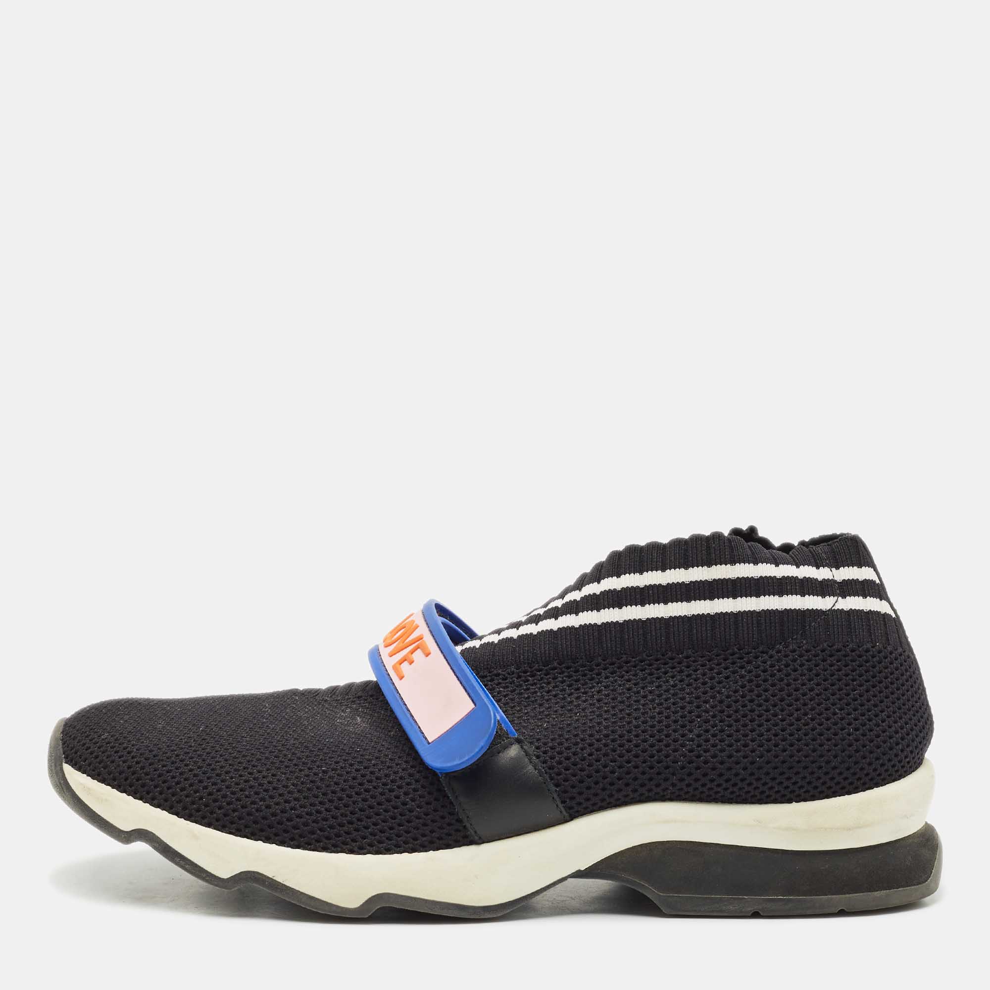 

Fendi Black Knit Fabric Rockoko Low Top Sneakers Size